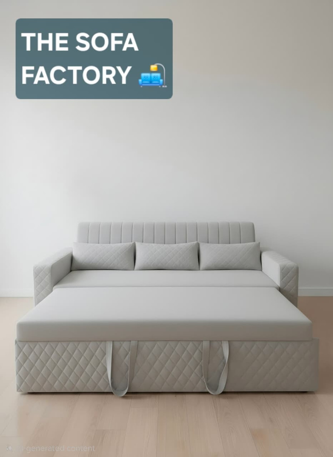 Image of The Sofa Factory 3 Seater Double Solid Wood Pull Out Sofa Cum Bed