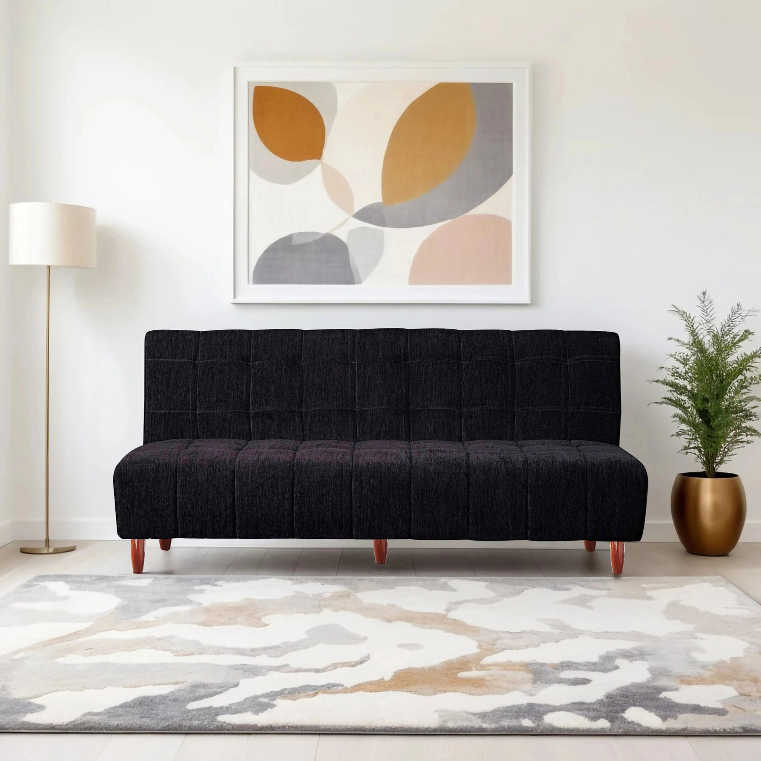 Image of Seventh Heaven Florida, Chenille Molfino Fabric 72x44x16 3 Seater Double Solid Wood Pull Out Sofa Cum Bed