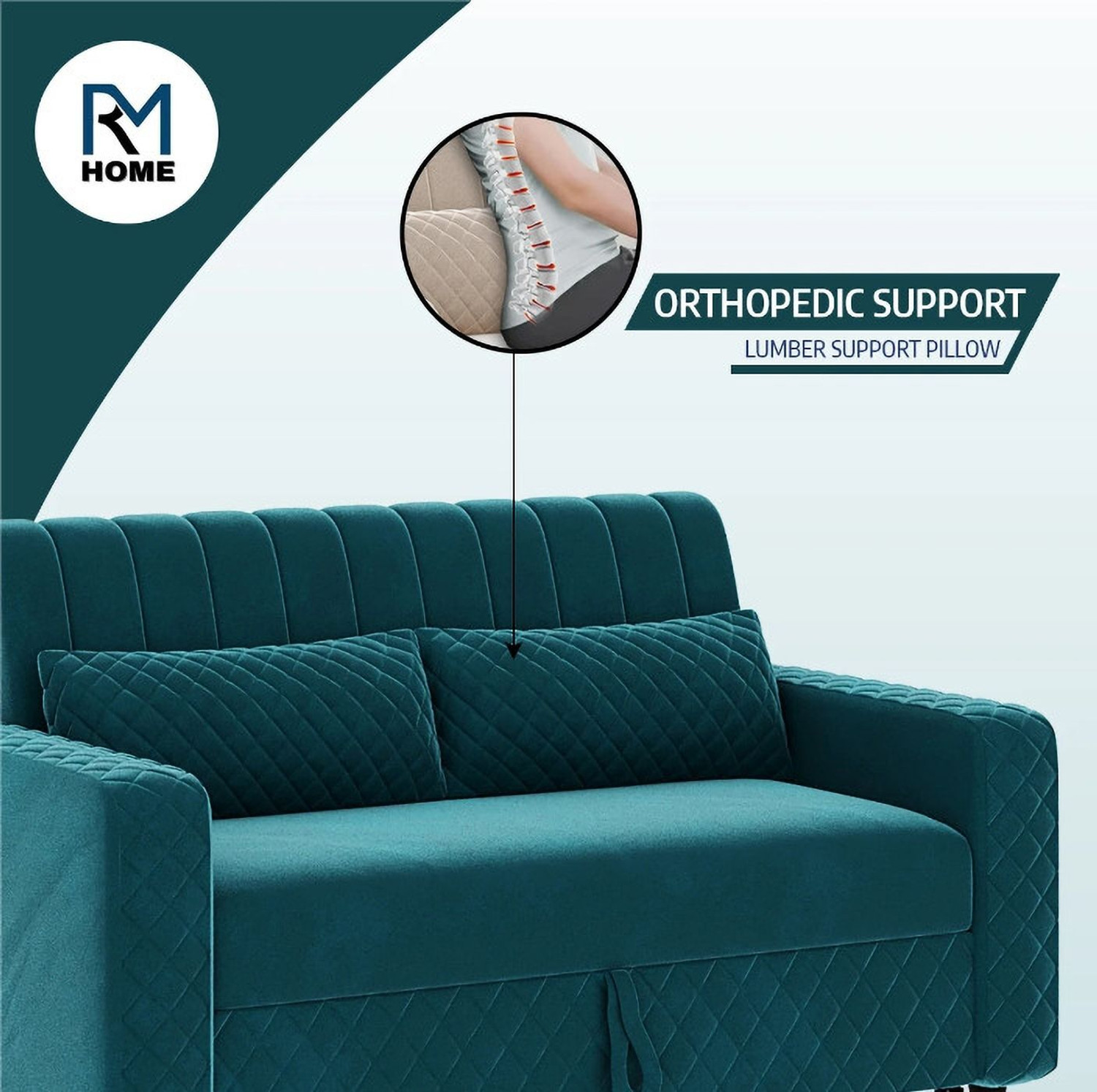 Image of Rm Home Oliver 2 Seater Double Solid Wood Pull Out Sofa Cum Bed