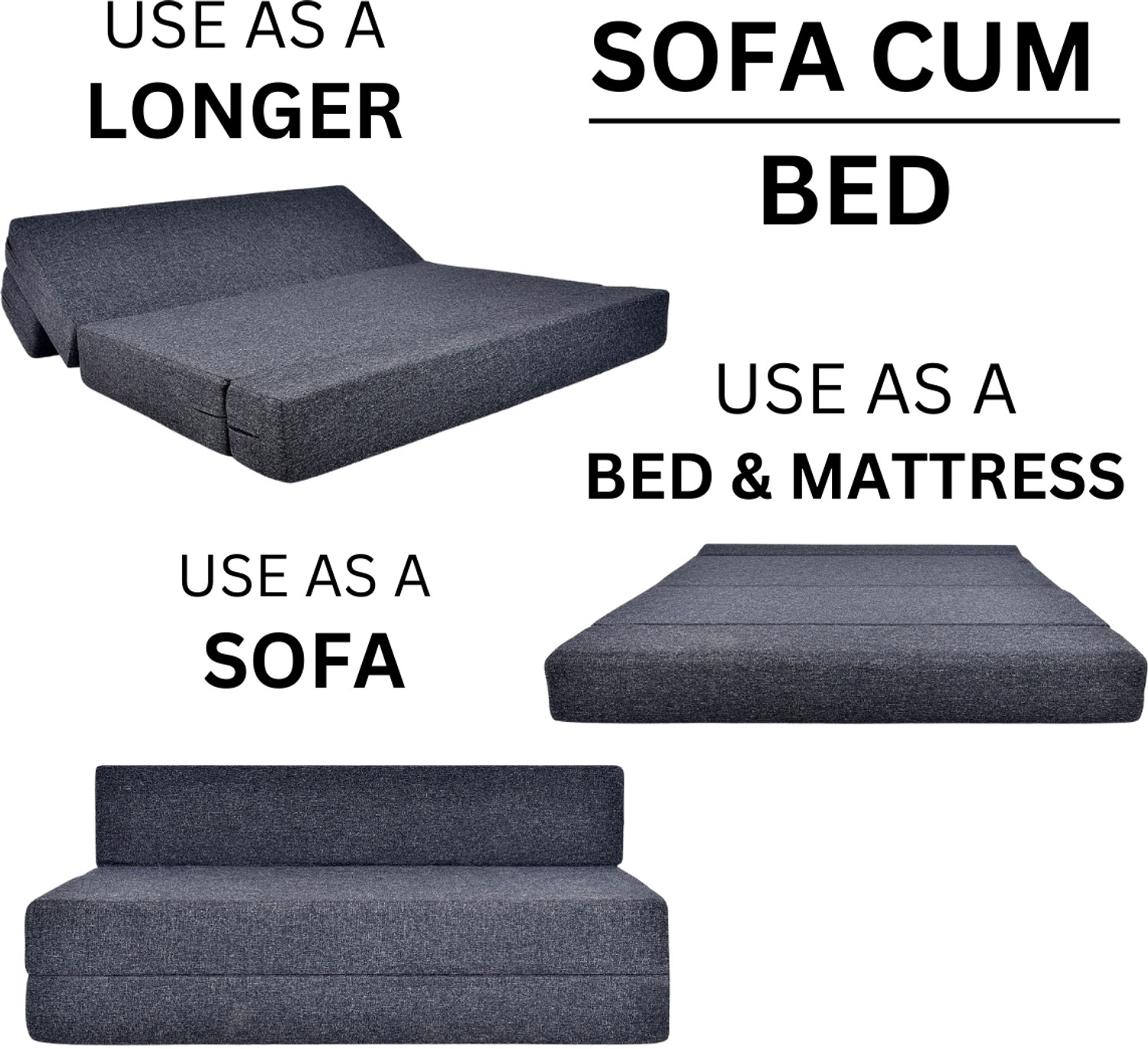 Image of Friends Fit Life 5X6 Comfort for All Sofa Cum Bed for 3 Person with 3 Multi Star Cushions 3 Seater Double Fold Out Sofa Cum Bed