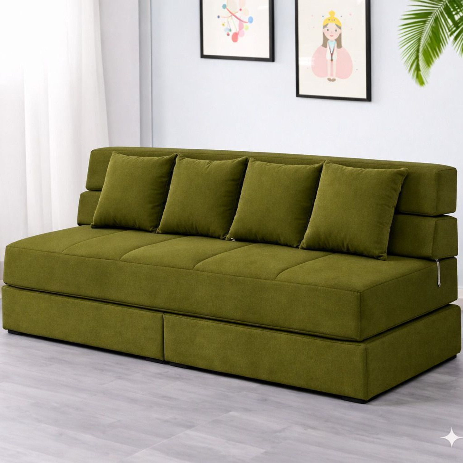 Image of Flipkart Perfect Homes Nsiya 4 Seater Double Foam Pull Out Sofa Cum Bed