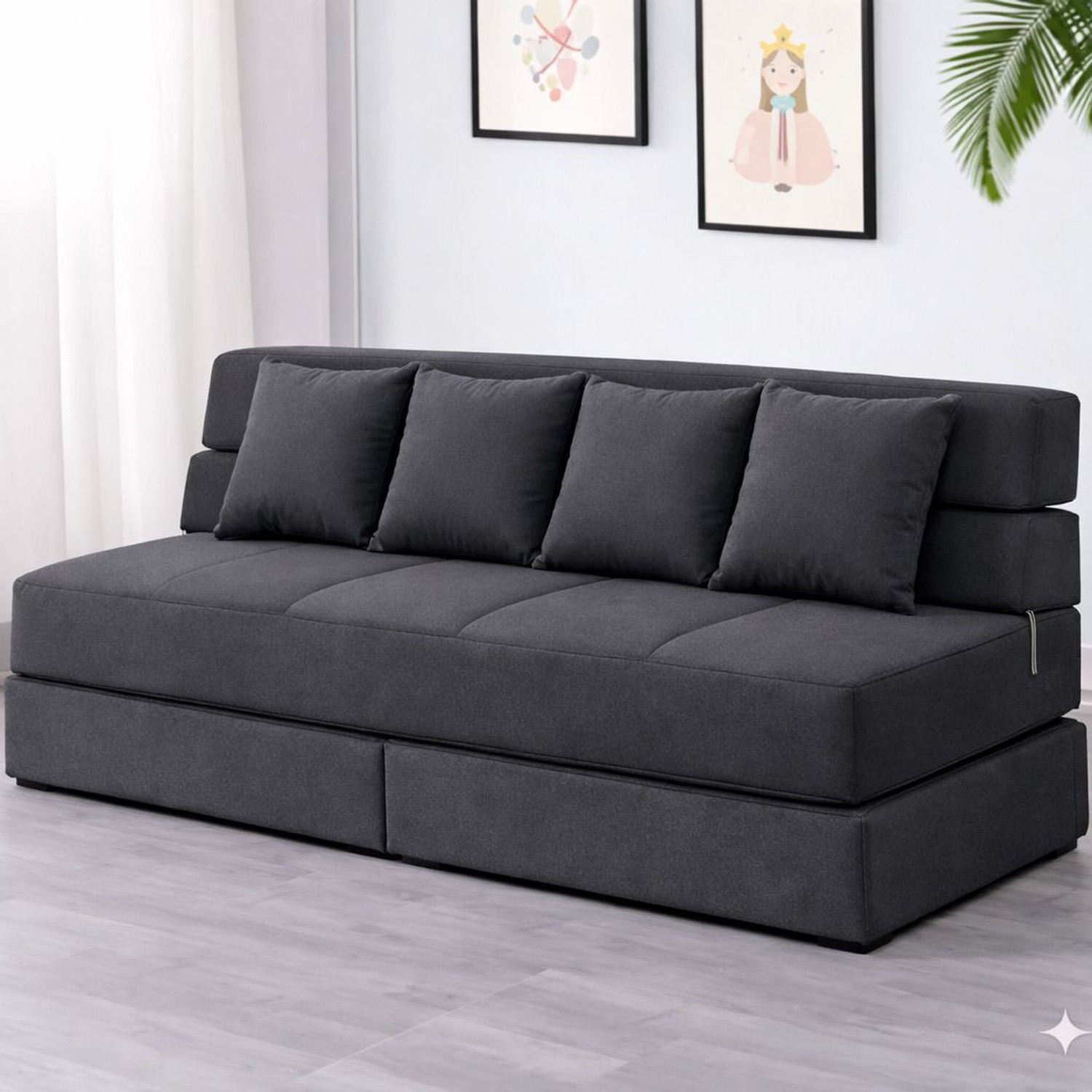 Image of Flipkart Perfect Homes Nsiya 4 Seater Double Foam Pull Out Sofa Cum Bed