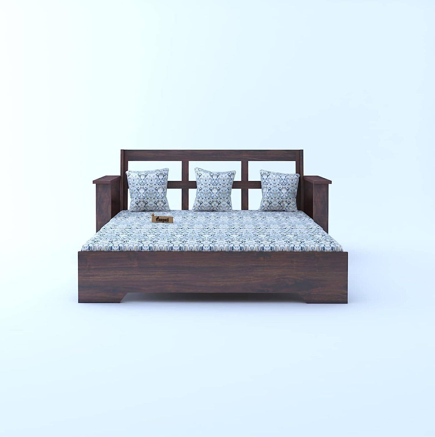 Ganpati Maharaja Sheesham Wood 3 Seater Sofa Bed - Image 5