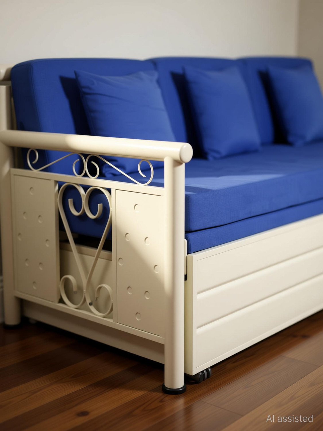Image of SoftSoul Furniture 4 Seater Double Metal Pull Out Sofa Cum Bed (Finish Color - White Delivery Condition - DIY(Do-It-Yourself))