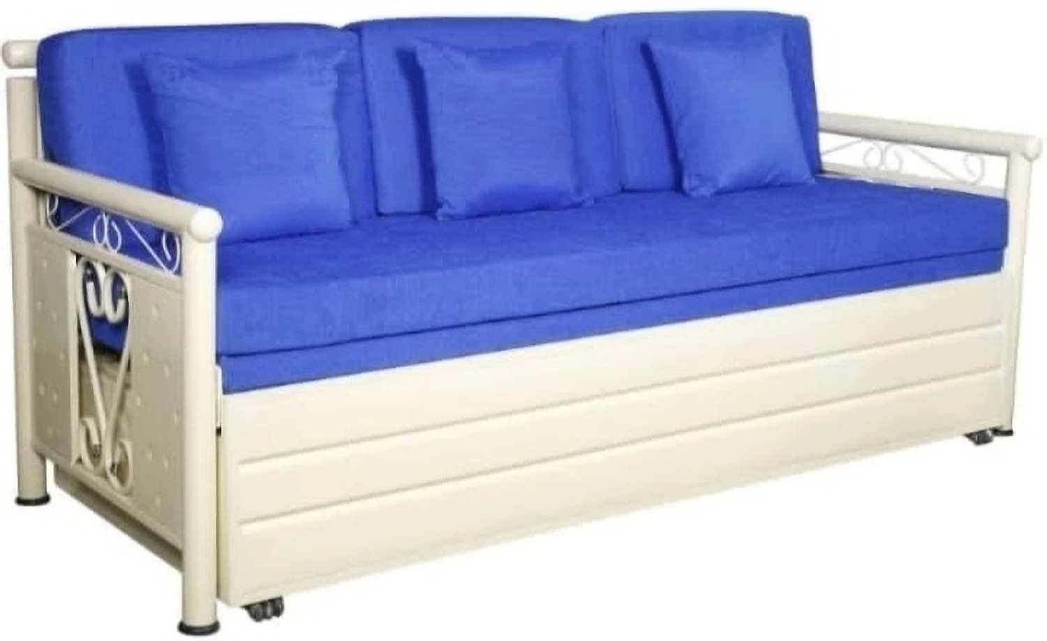 Image of SoftSoul Furniture 4 Seater Double Metal Pull Out Sofa Cum Bed (Finish Color - White Delivery Condition - DIY(Do-It-Yourself))
