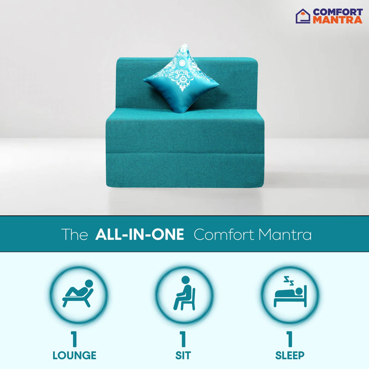 Comfort Mantra 6*3 Jute Fabric Sofa Cum Bed - Image 4