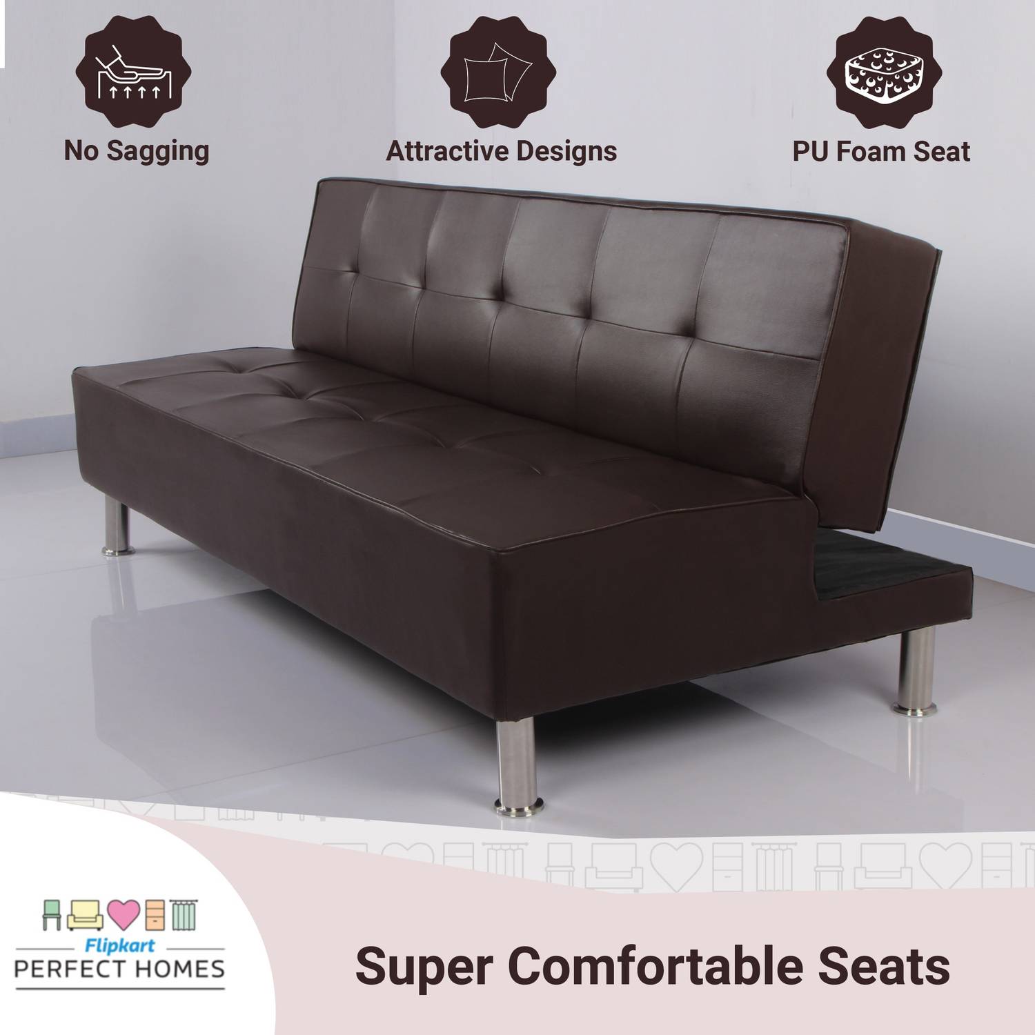 Flipkart Perfect Homes Casper 3 Seater Solid Wood Fold Out Sofa Bed - Image 5
