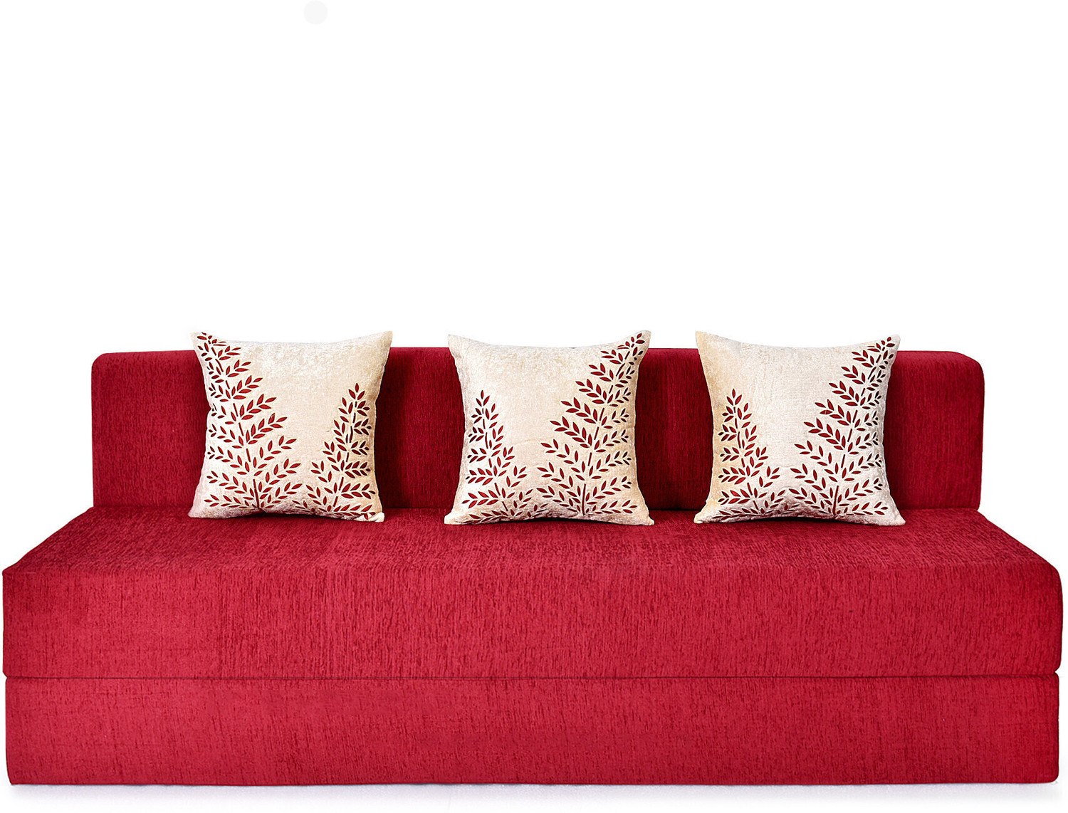 Image of Friends super Life Fashion Life-6X6 Comfort for All with 3 3 Seater Double Foam Fold Out Sofa Cum Bed (Finish Color - Moshi Maroon Delivery Condition - Pre-assembled)