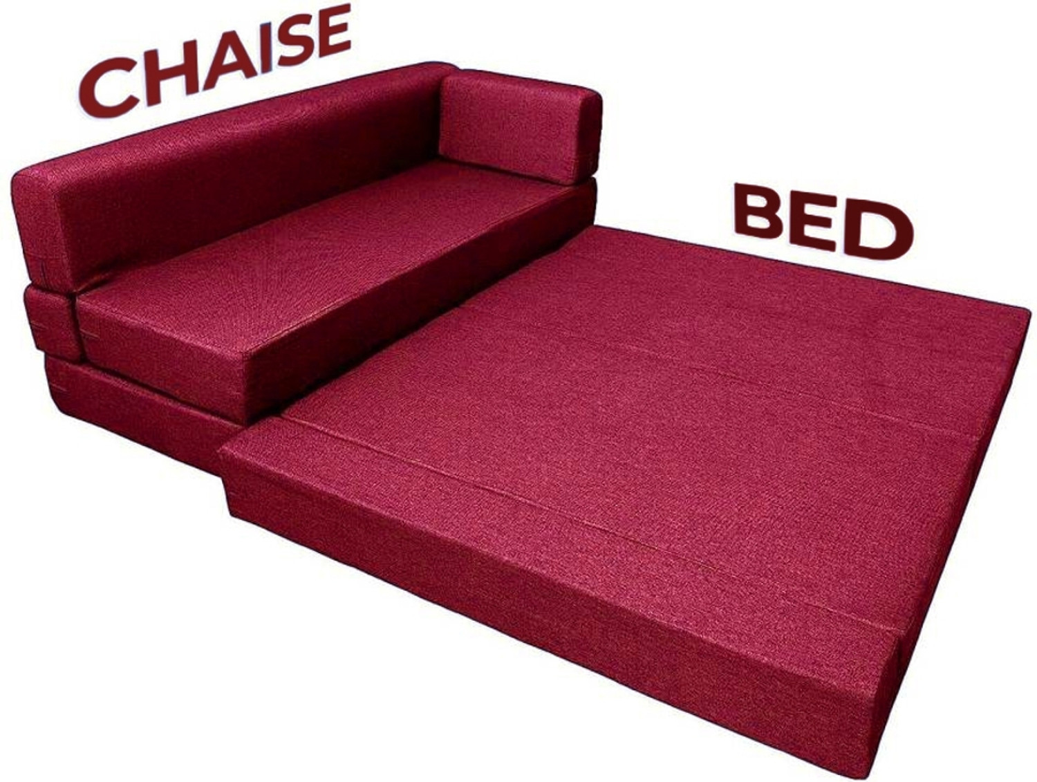 Image of Little Smile L-Shaped 78x60x16 inch- Jute Fabric 4 4 Seater Double Foam Fold Out Sofa Cum Bed