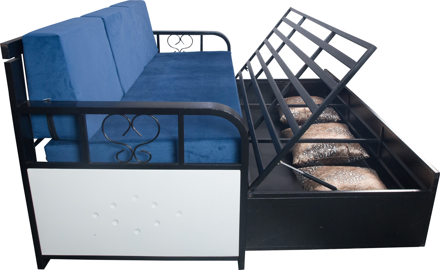 Image of FAMOUS MART FURNITURE 3 Seater Double Metal Pull Out Sofa Cum Bed