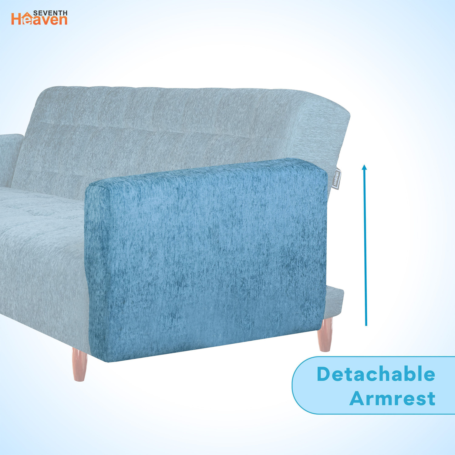 Image of Seventh Heaven Lisbon 4 Seater Wooden Sofa cum Bed, Chenille Molfino Fabric 78x44x16 4 Seater Single Solid Wood Pull Out Sofa Cum Bed