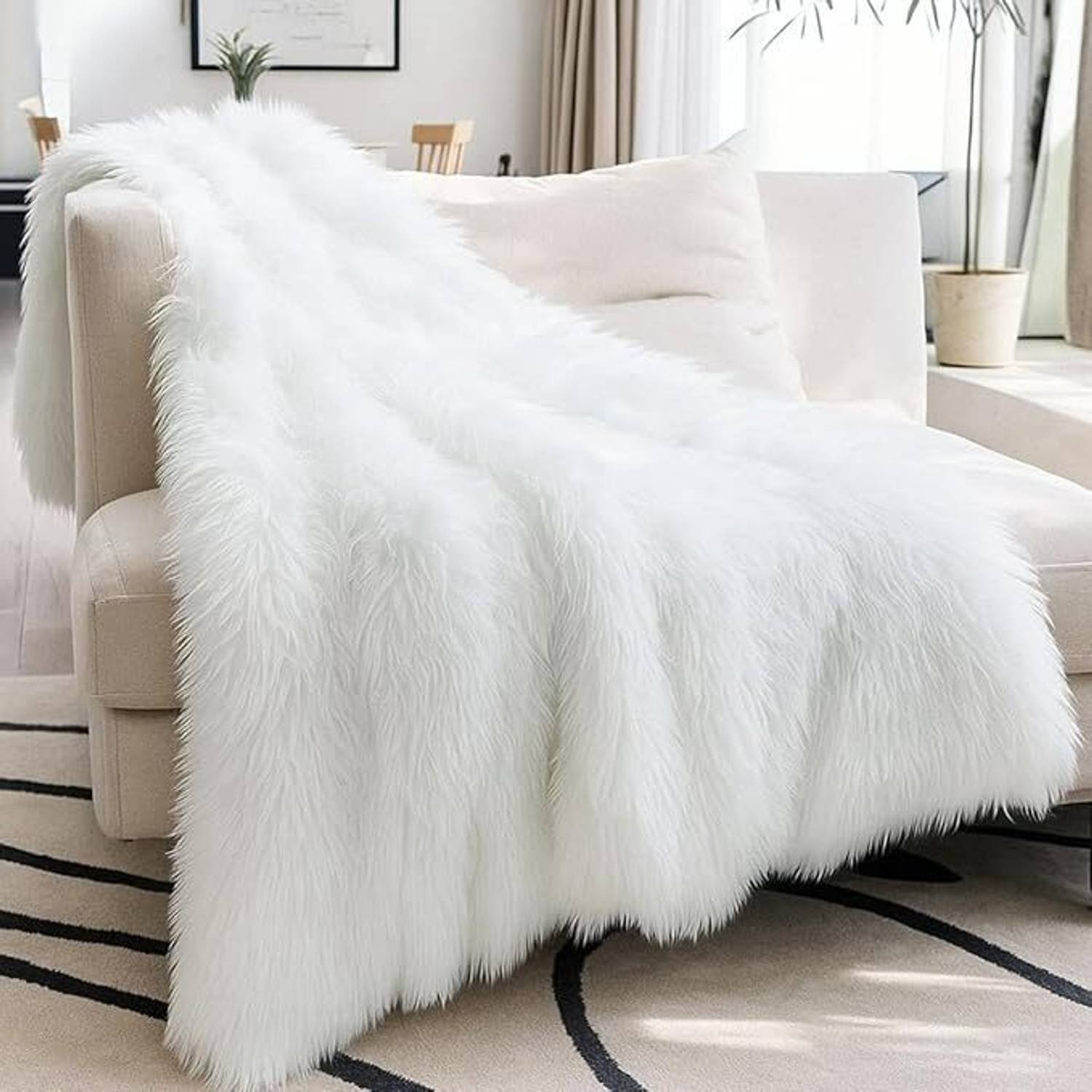 COVERSIFY I METRE FUR FABRIC FUR1 MT Sofa Fabric (WHITE 1 m)