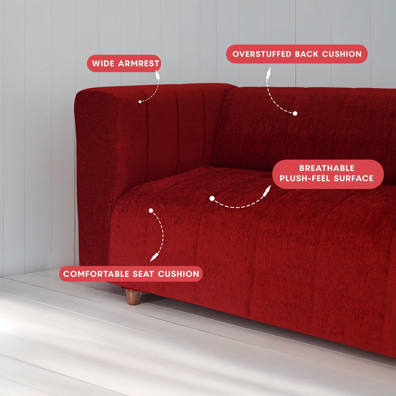 Image of Seventh Heaven Tokyo 2 Seater Sofa, Extra Spacious, Chenille Molfino Fabric: 1 Year Warranty Fabric 2 Seater Sofa