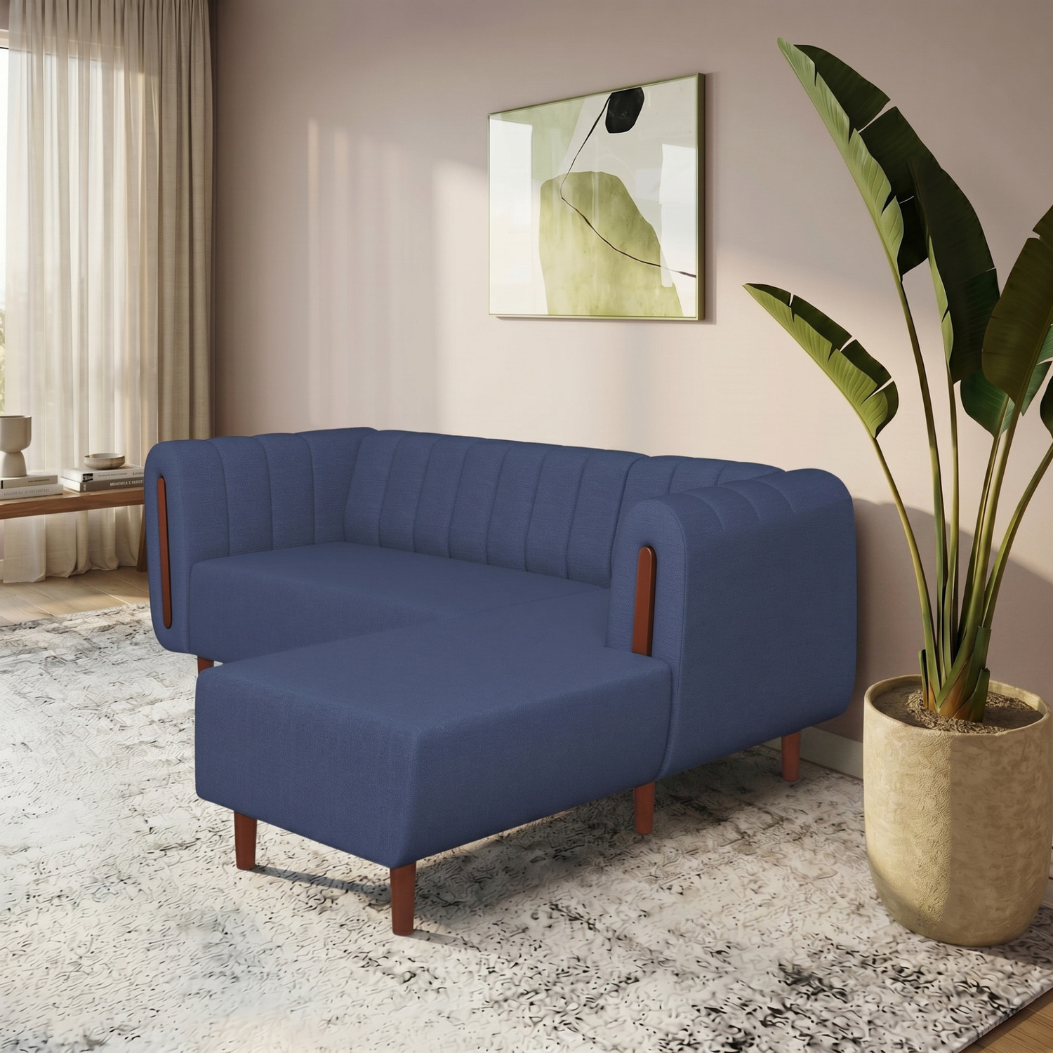 Image of Interio by Godrej Paramount L-Shaped Premium Quality Fabric 3 Seater Sofa