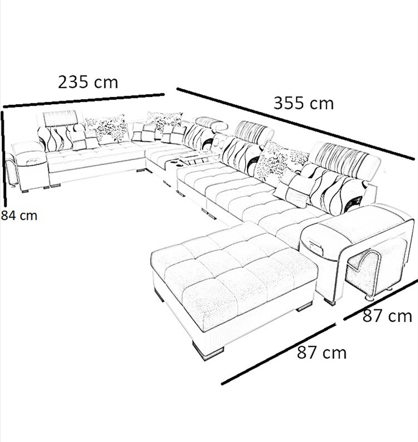 Image of Torque Galster U Shape Fabric 9 Seater Sofa