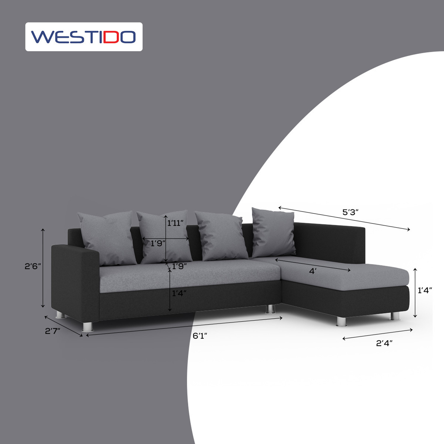 Image of WESTIDO Jason Fabric 6 Seater Sofa