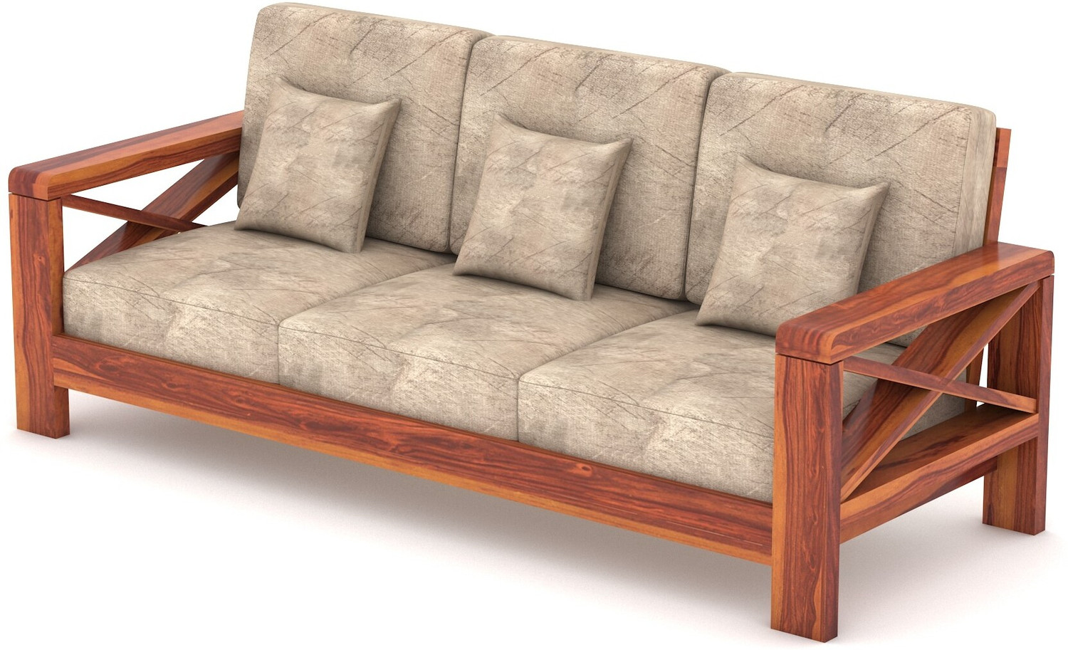 Image of NATRAJ ART & CRAFT Sheesham Solid Wood 3 Seater Sofa for Living Room Home & Office | Sofa Set Fabric 3 Seater Sofa (Finish Color - Honey, DIY(Do-It-Yourself))