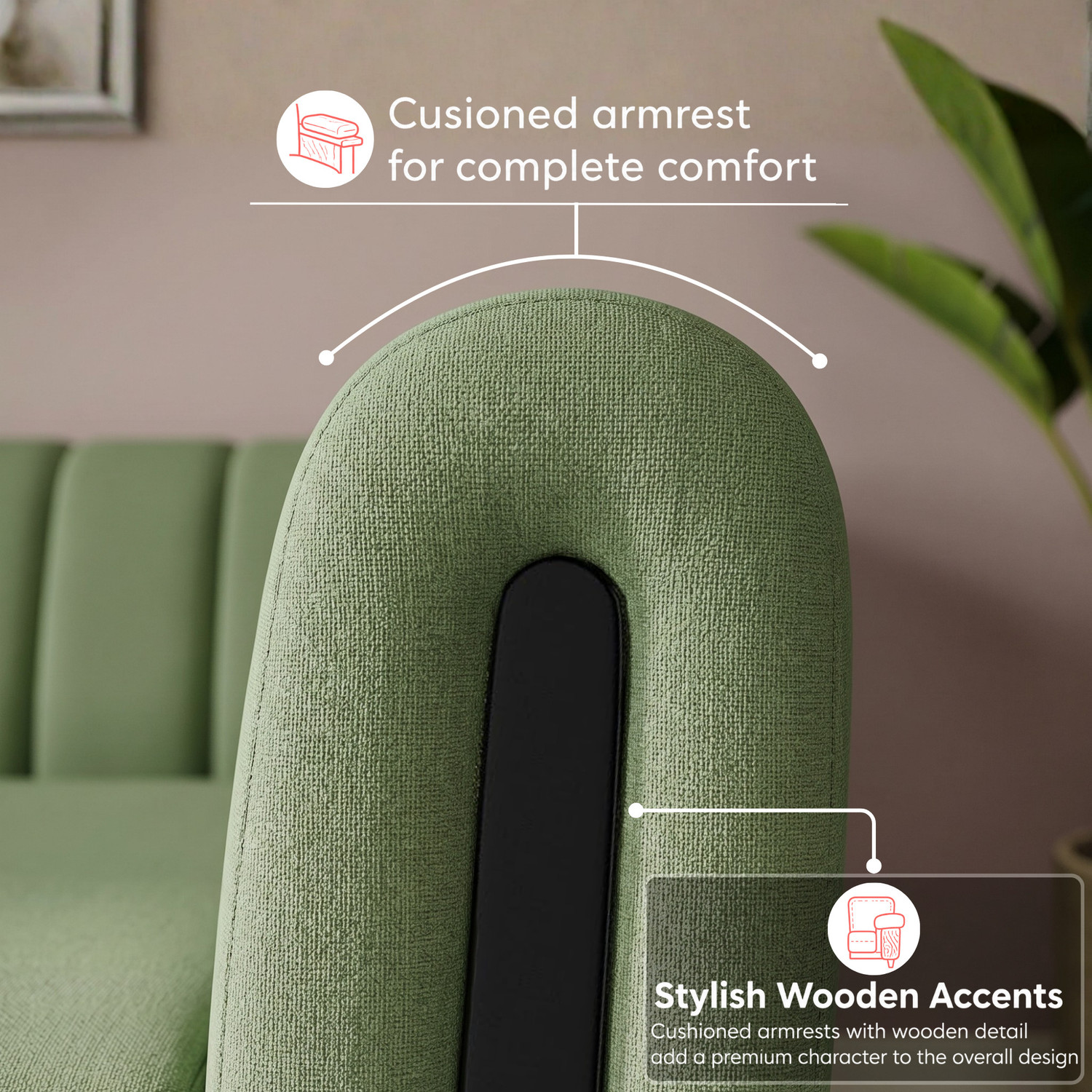 Image of Interio by Godrej Paramount L-Shaped Premium Quality Fabric 3 Seater Sofa