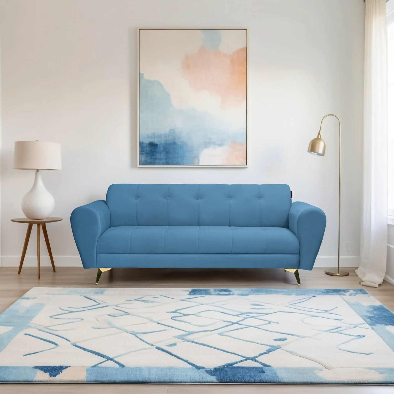 Image of Seventh Heaven Milan Icon 3 Seater Sofa, Extra Spacious, Plush Suede Fabric 3 Seater Sofa