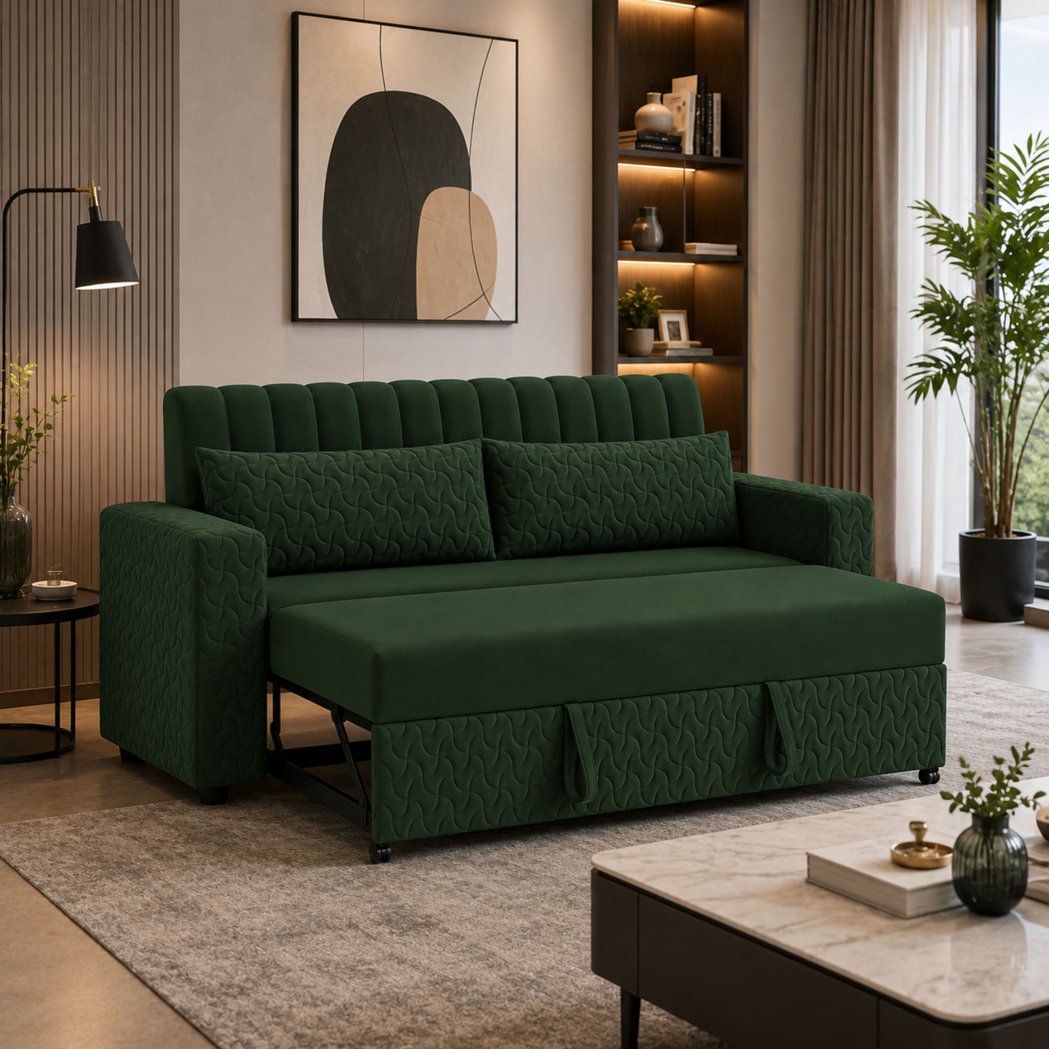 Image of WAKESURE Premium Quality Velvet Fabric 2 Seater Sofa