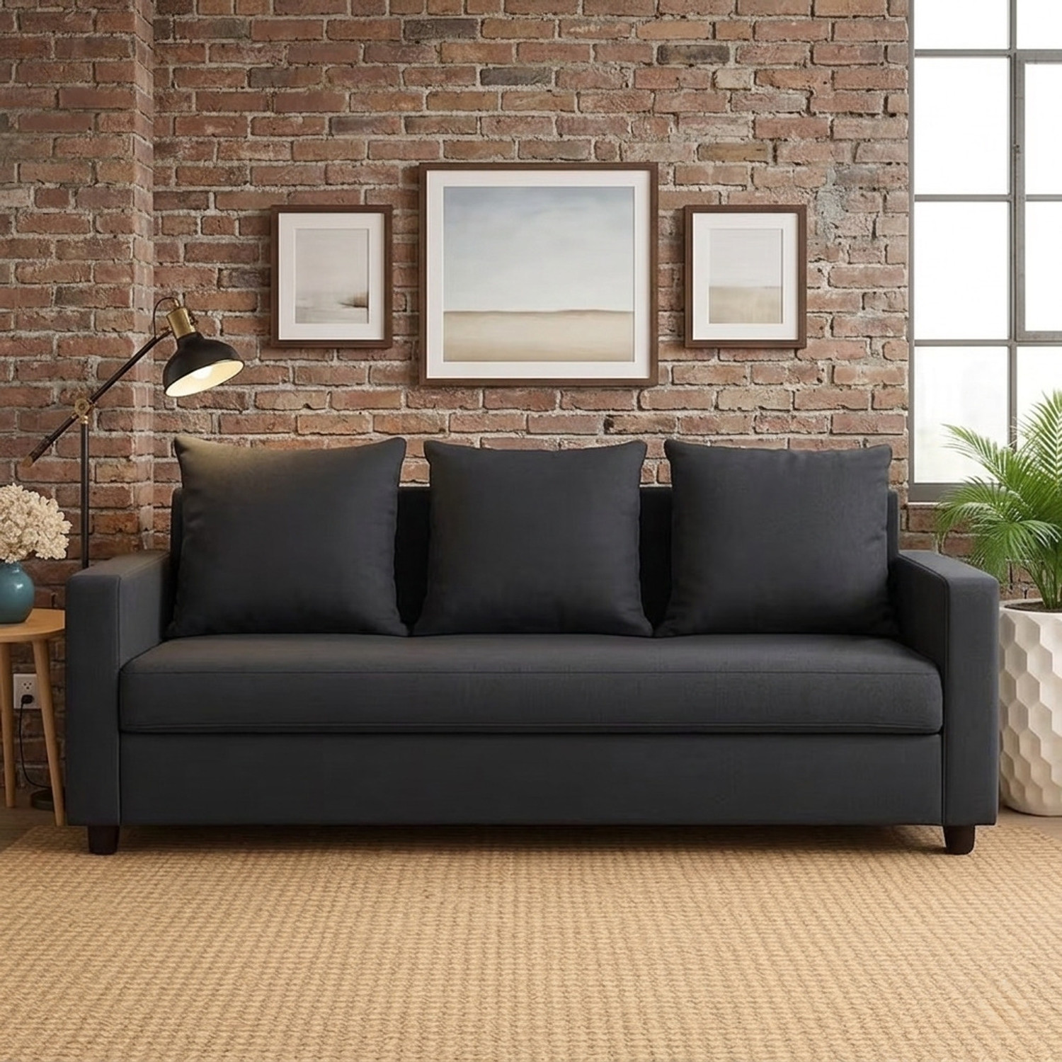 Image of Flipkart Perfect Homes Seetar Fabric 3 Seater Sofa