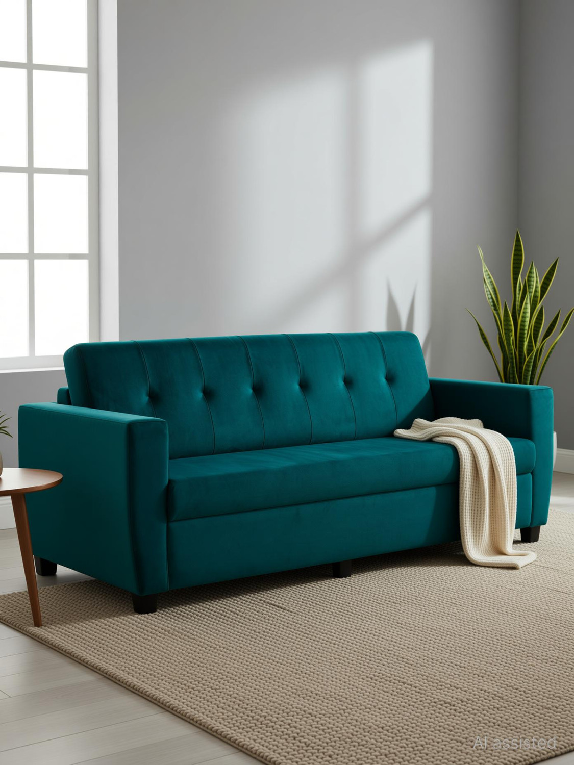 Image of Fusion Furniture Factory Gloster Green Fabric 5 Seater Sofa (Finish Color - Green, DIY(Do-It-Yourself))