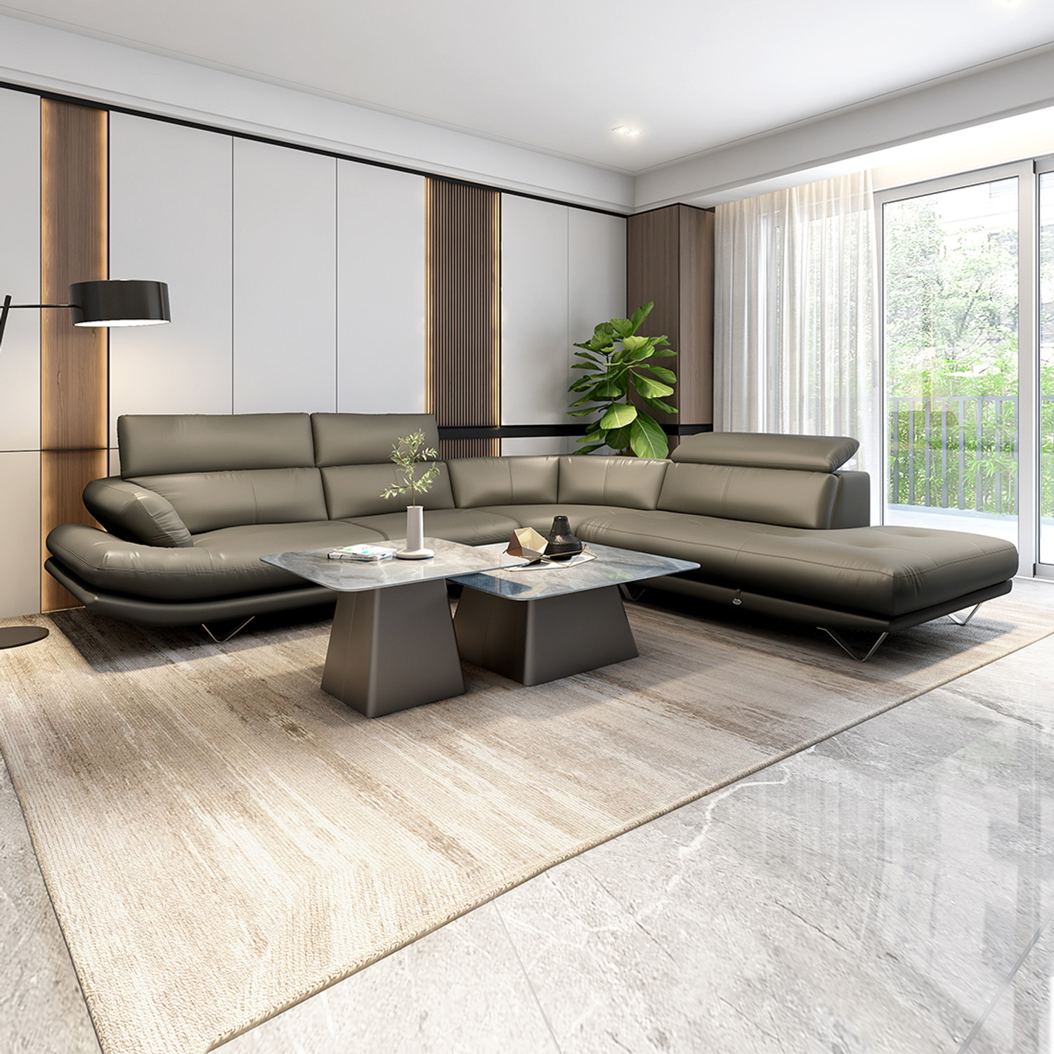 Image of Durian Orlando Leatherette 5 Seater Sofa