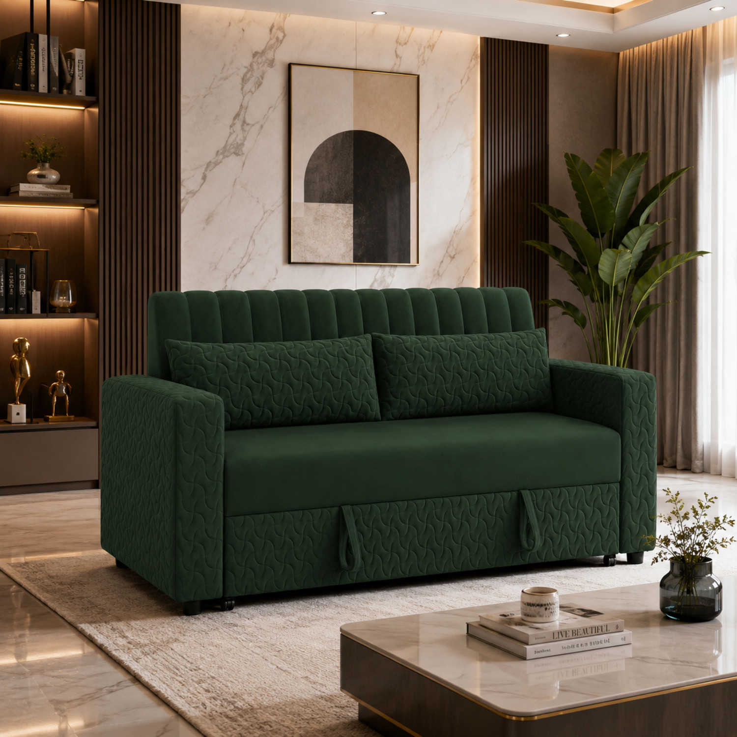 Image of WAKESURE Premium Quality Velvet Fabric 2 Seater Sofa