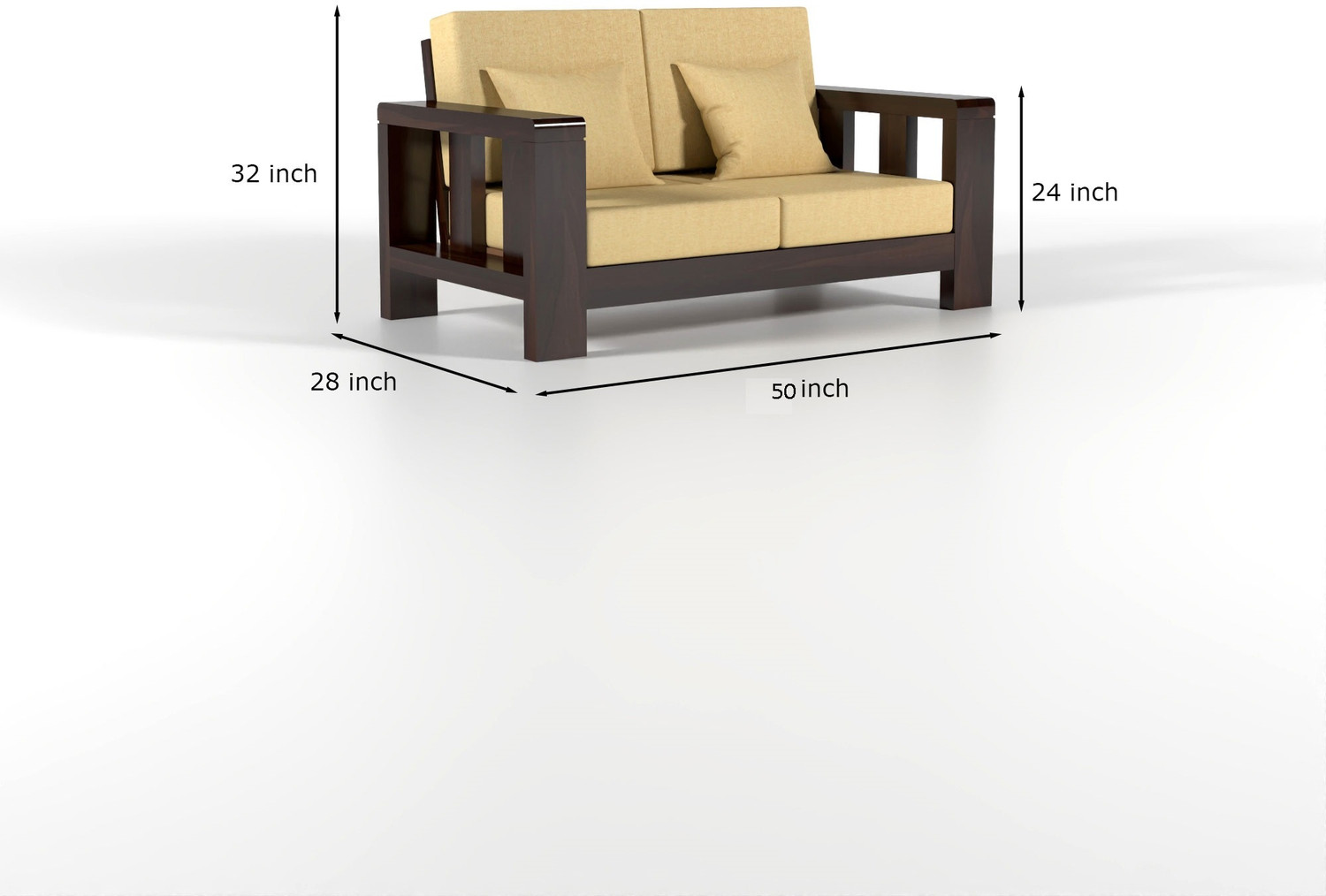 Image of Wopno Furniture Pure Solid Sheesham Wooden 6 Seater Sofa Set for Living Room and Home\Office Fabric 6 Seater Sofa
