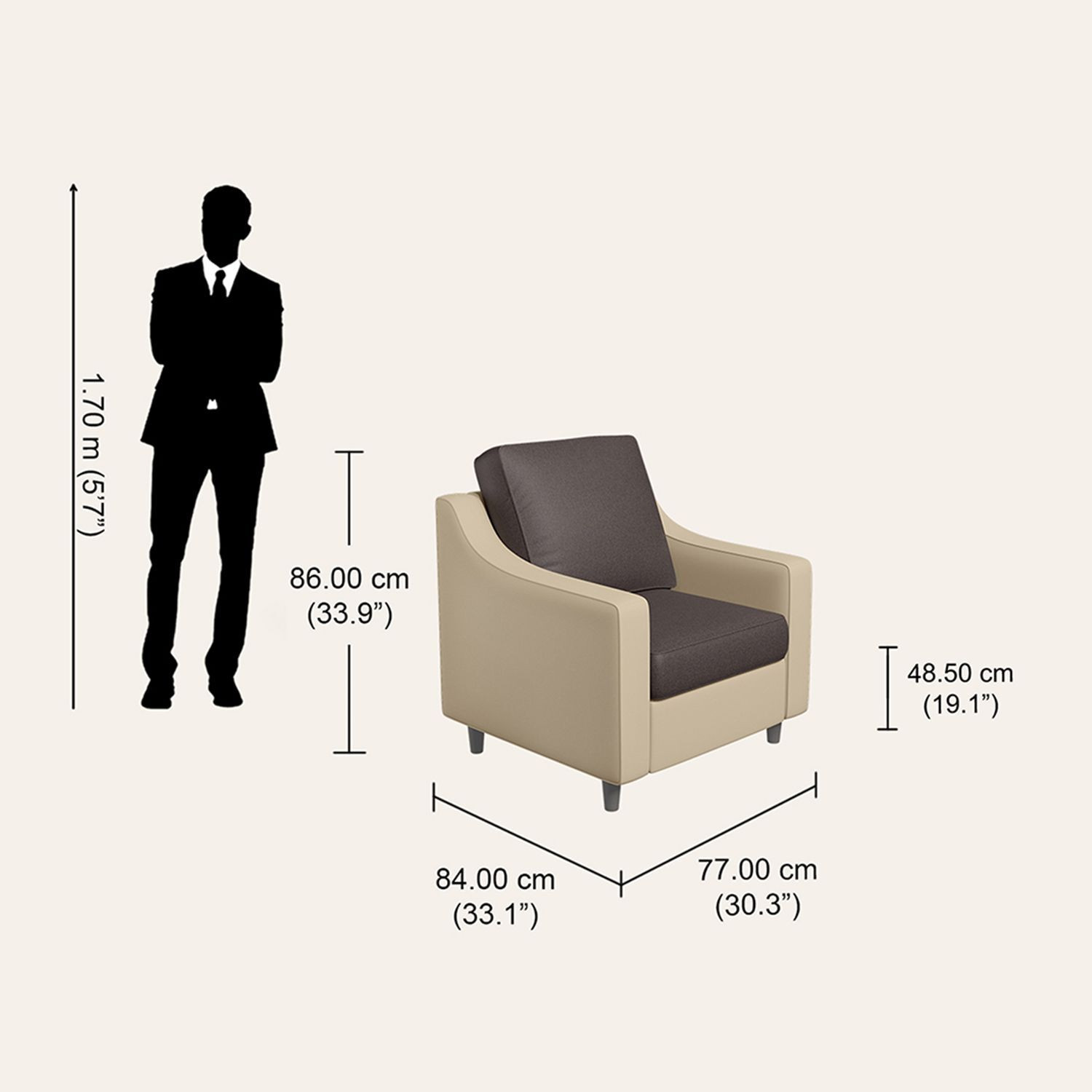 Image of Interio by Godrej Glee Leatherette 1 Seater Sofa