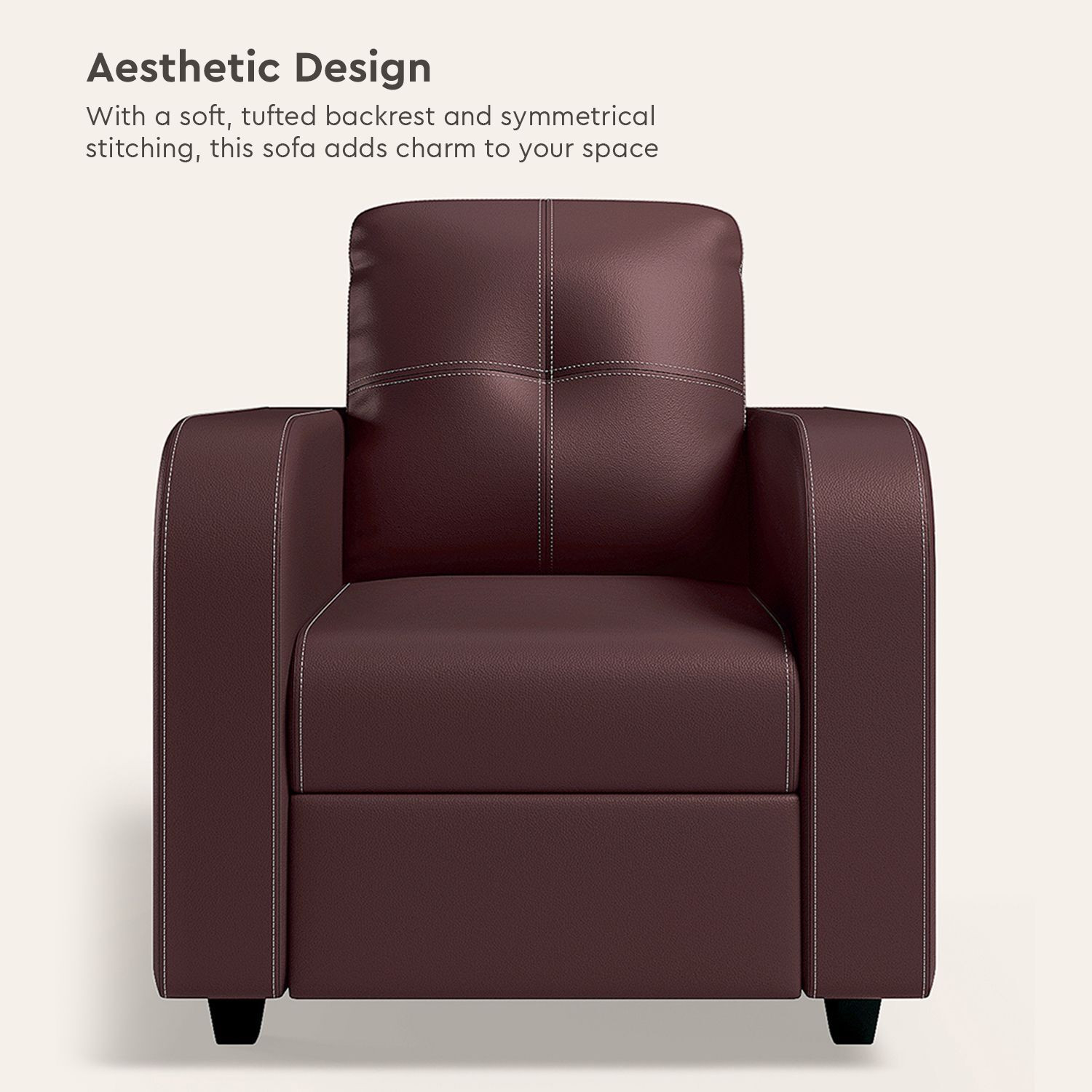 Image of Interio by Godrej Tycoon Leatherette 1 Seater Sofa
