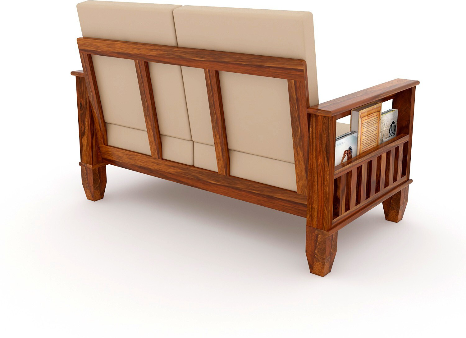 Image of Kendalwood Furniture 2 Seater Wooden Sofa Fabric 2 Seater Sofa