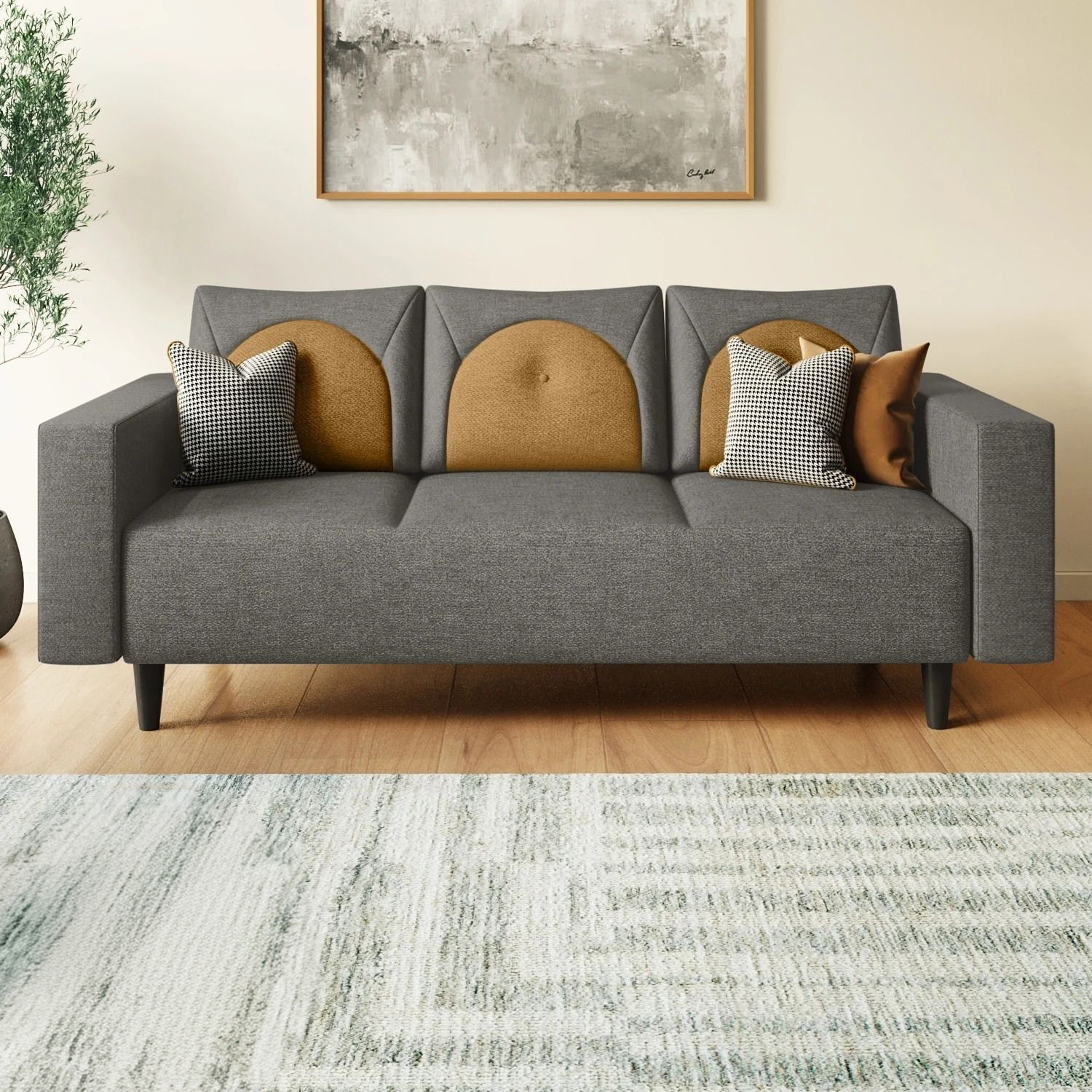 Image of Interio by Godrej Windle Fabric 3 Seater Sofa