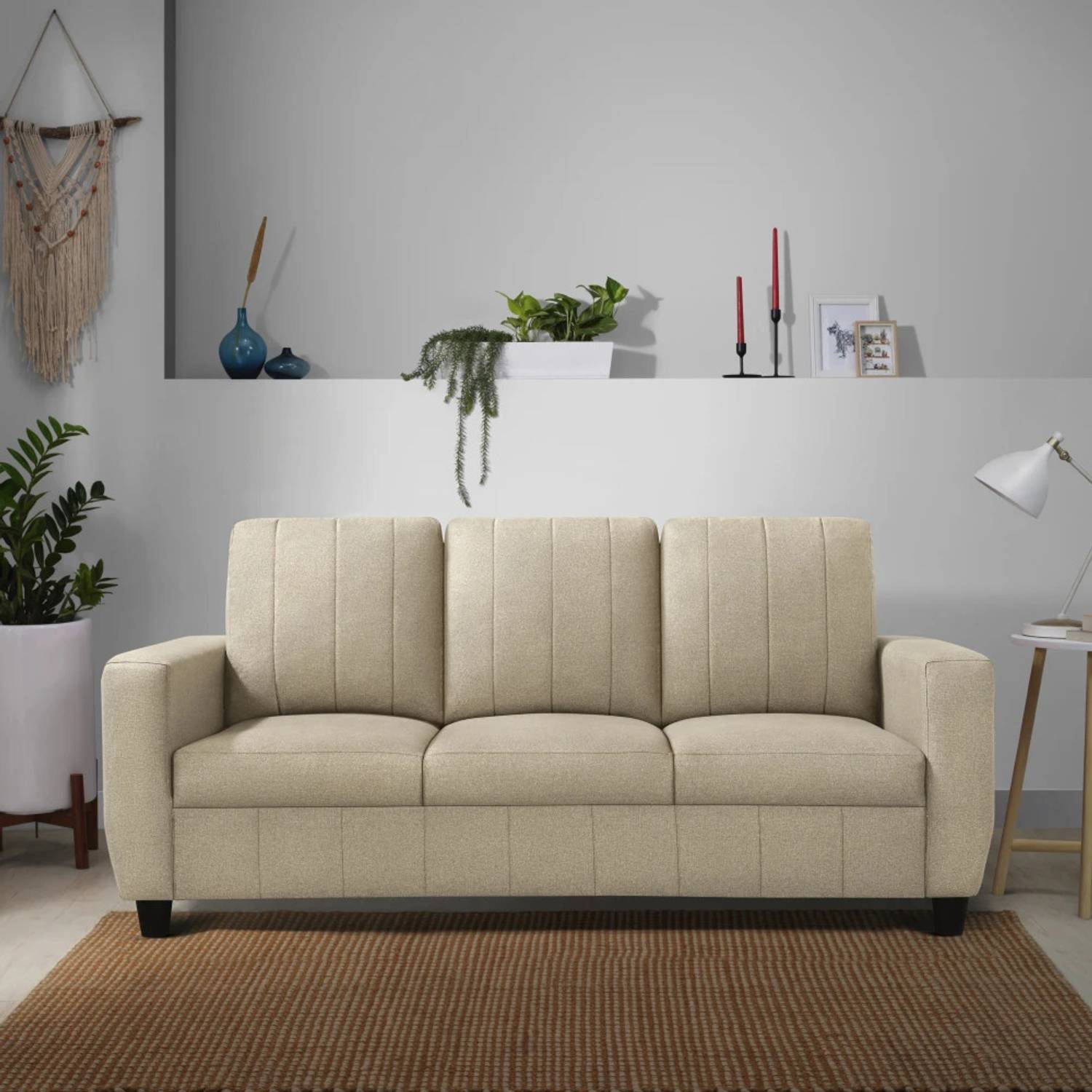 Sleepyhead Bae Designed by Duroflex - Premium with Modern Space-Saving Design Fabric 3 Seater  Sofa