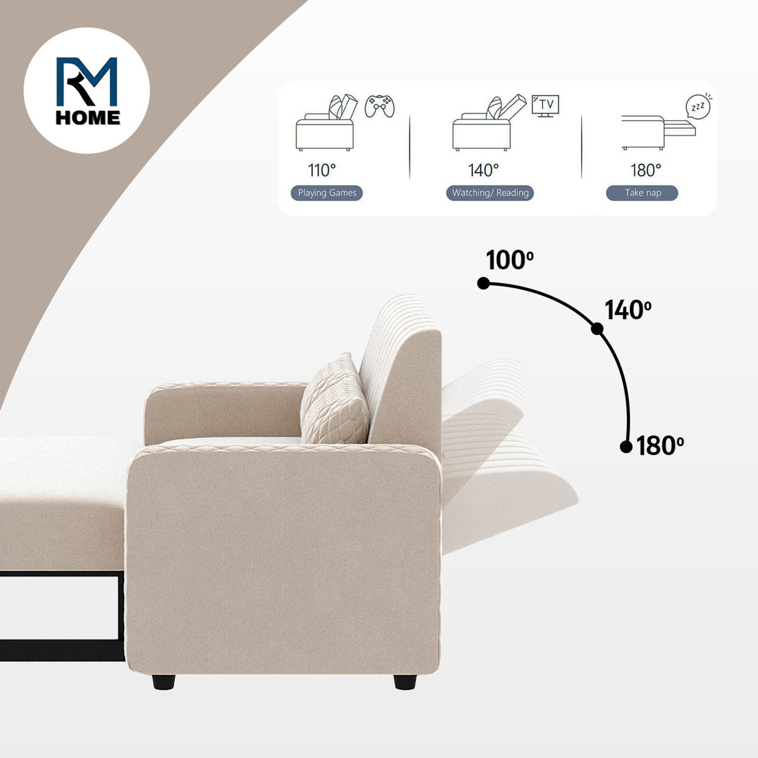 Image of RM HOME Oliver Cumbed Fabric 2 Seater Sofa