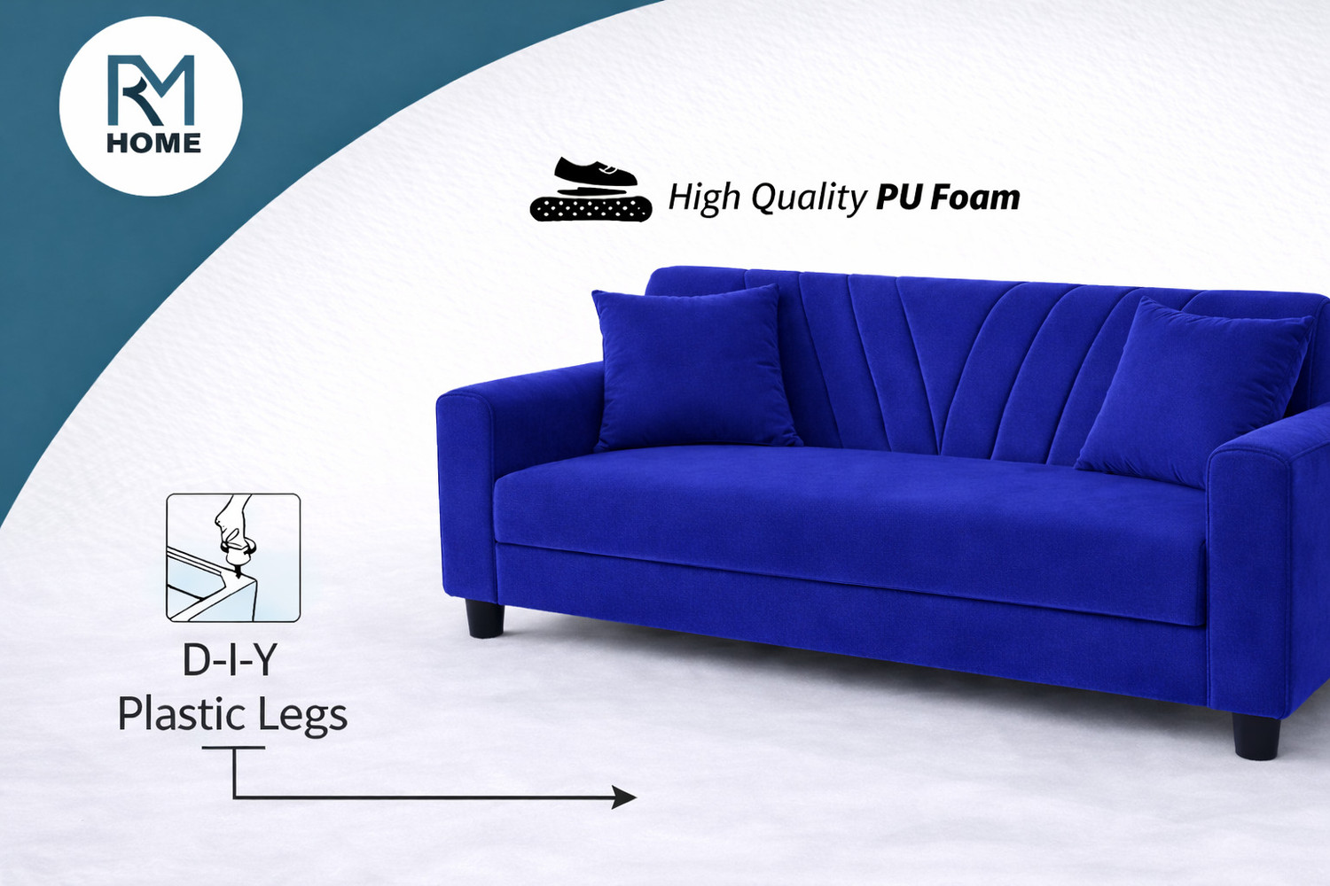 Image of RM HOME Junya Fabric 3 Seater Sofa