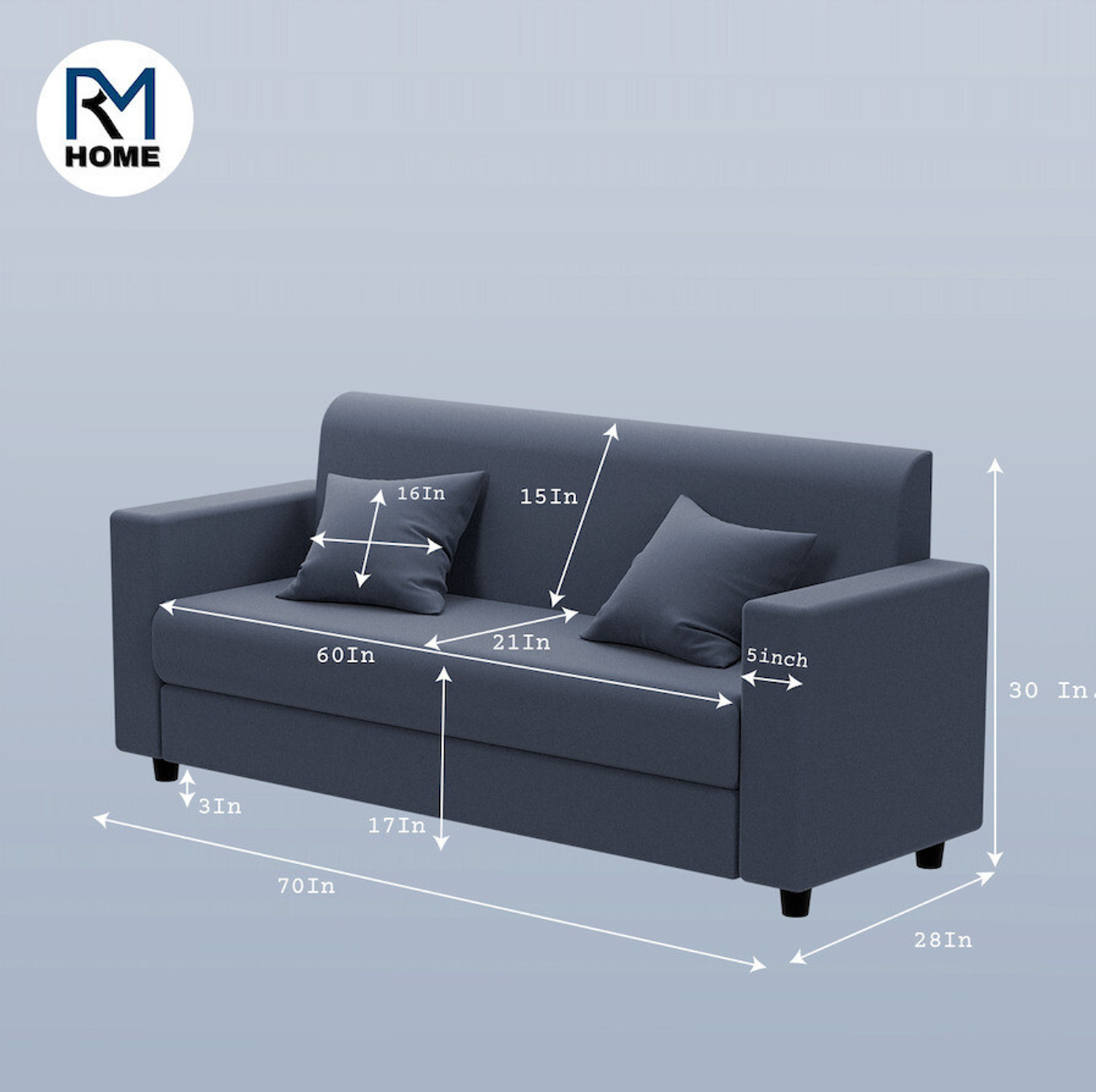 Image of RM HOME Novam Fabric 3 Seater Sofa