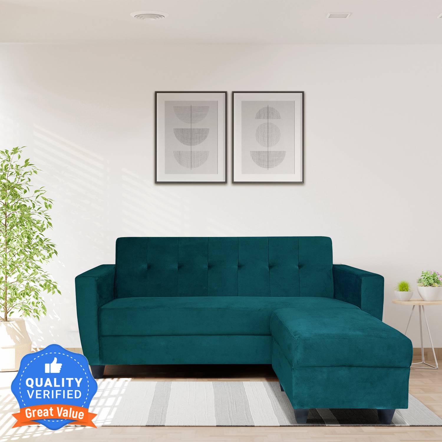 ARRA Remo With Ottoman Fabric 4 Seater  Sofa