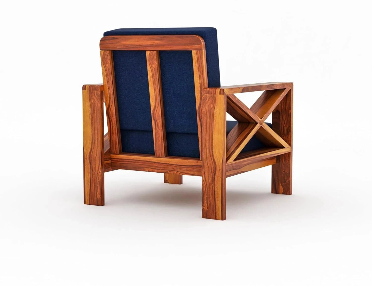 Image of saamenia furnitures Solid Sheesham Wood 1 Seater Sofa {40 Density Foam And Without Pillow} Fabric 1 Seater Sofa