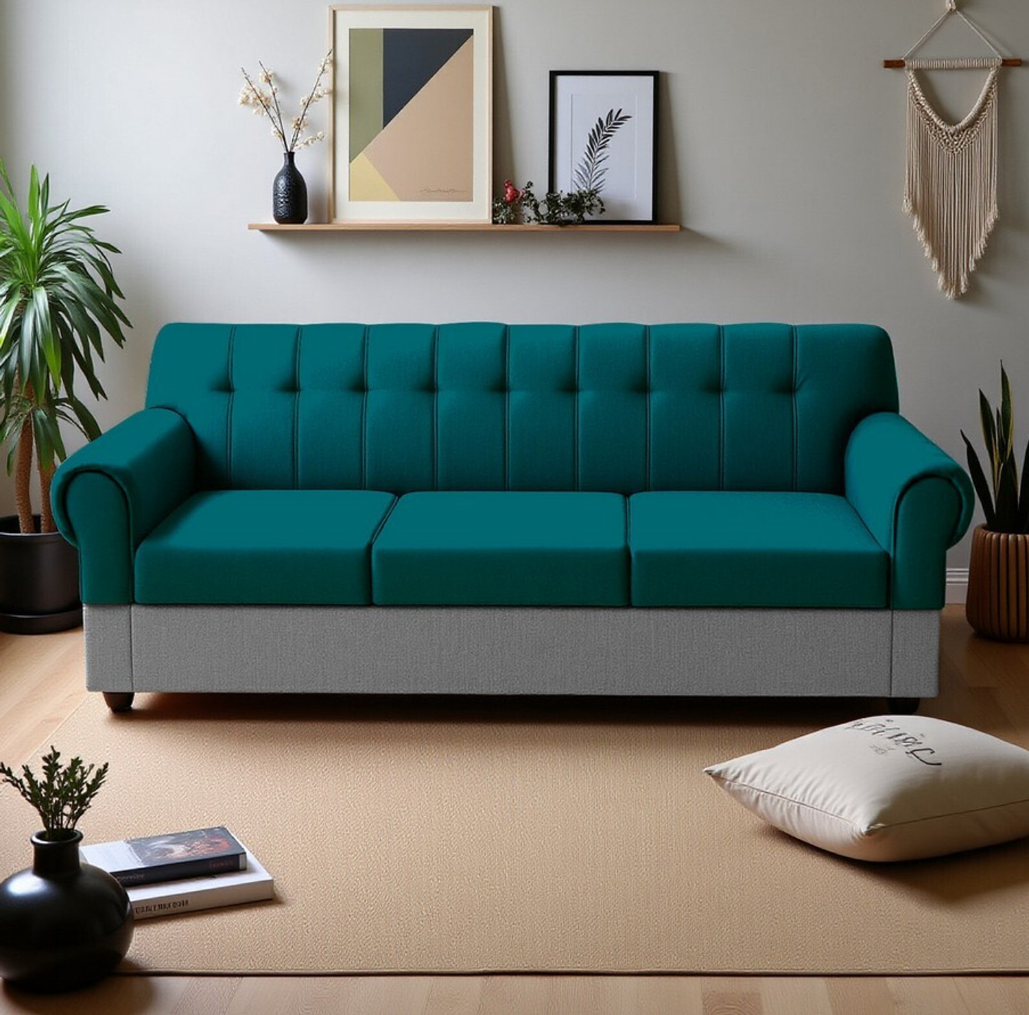 Image of Flipkart Perfect Homes Rapid Quality l Living room Sofa l Jute Fabric 3 Seater Sofa
