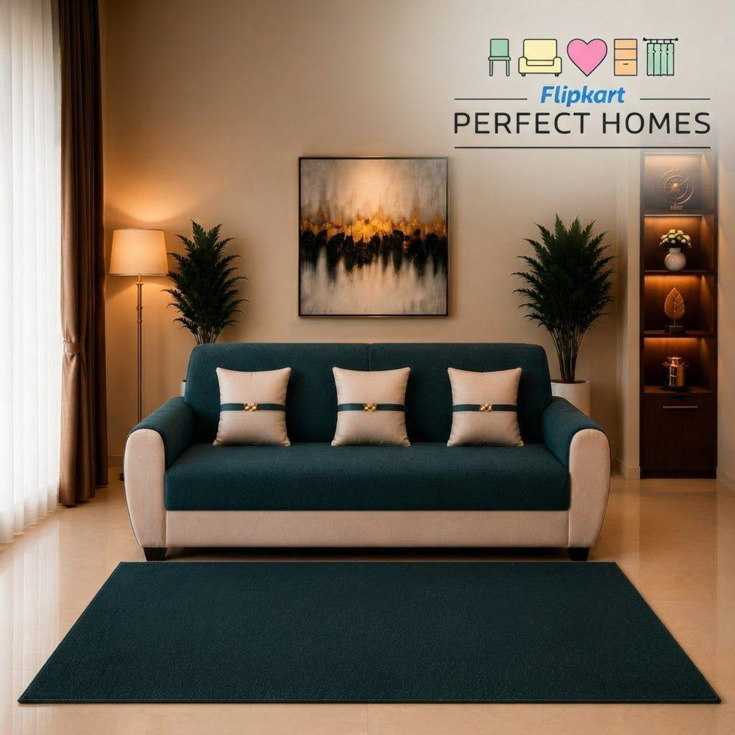 Image of Flipkart Perfect Homes Cozy Comfort Fabric 3 Seater Sofa