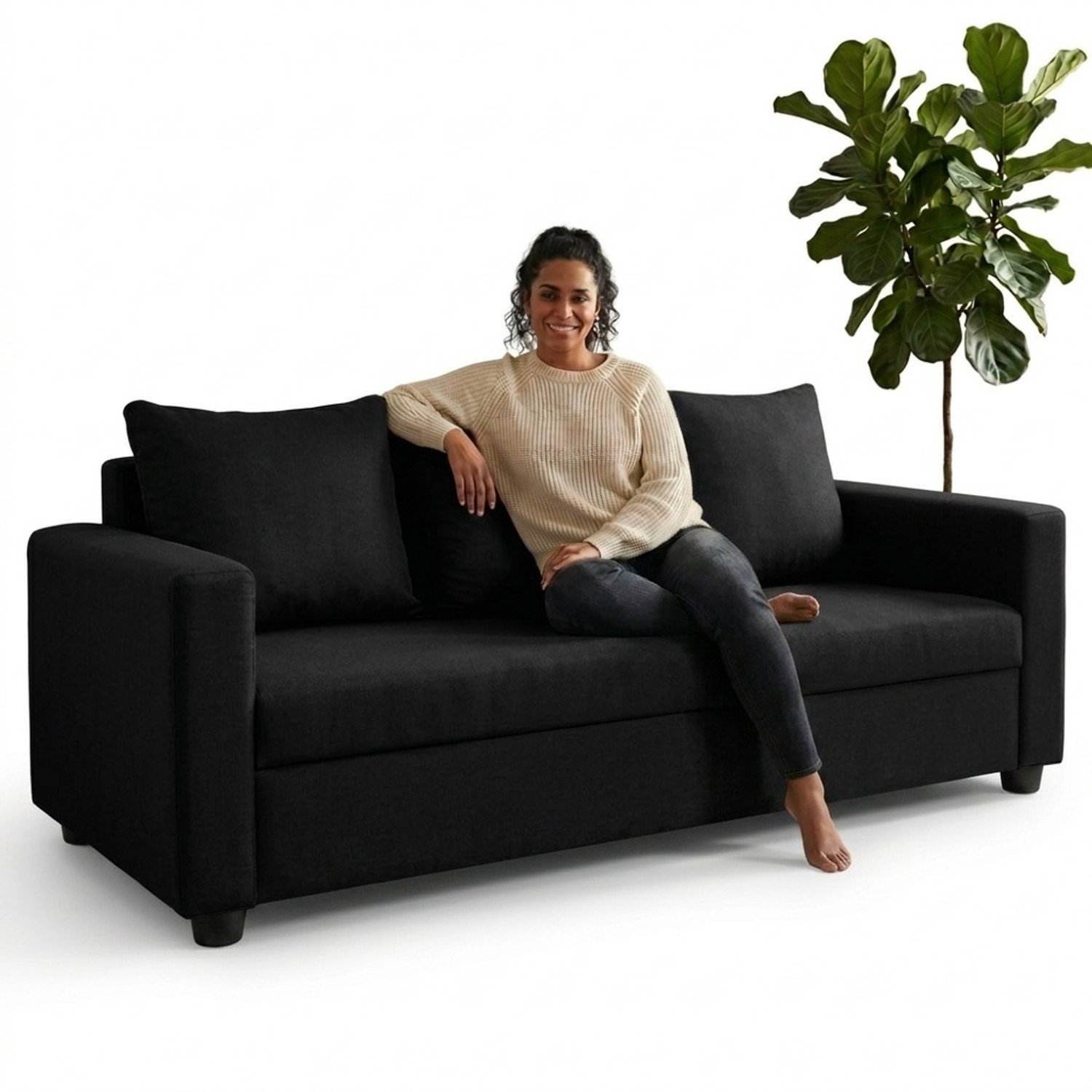 Image of Flipkart Perfect Homes Seetar Fabric 3 Seater Sofa