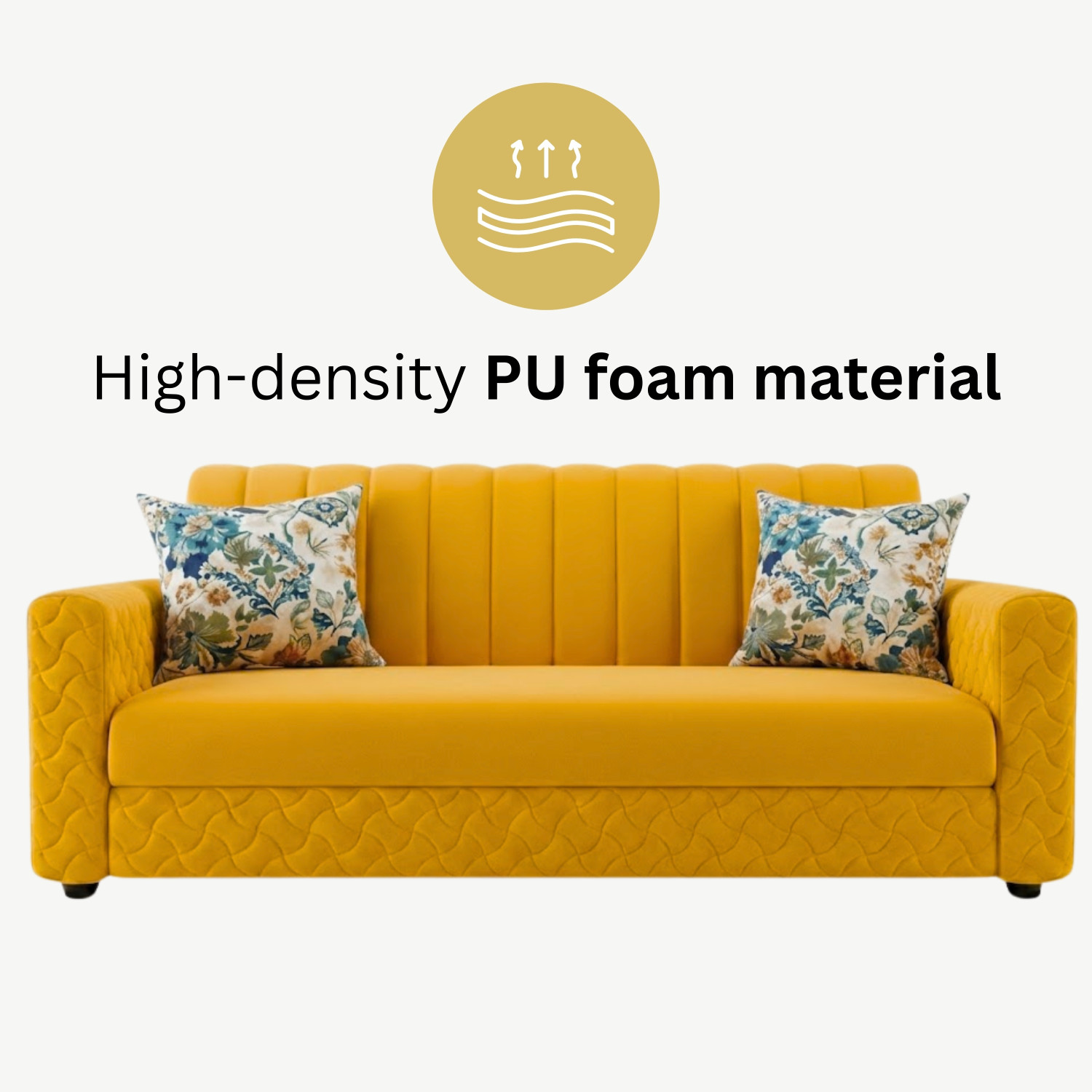 Image of WAKESURE Premium Quality Velvet Fabric 3 Seater Sofa