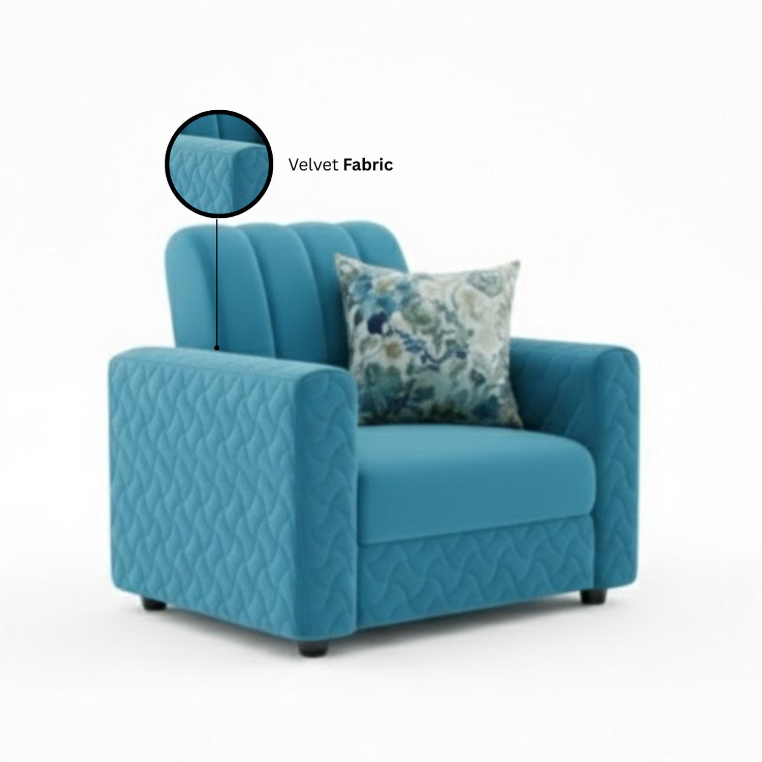 Image of WAKESURE Premium Quality 3+1+1 Velvet Fabric 5 Seater Sofa