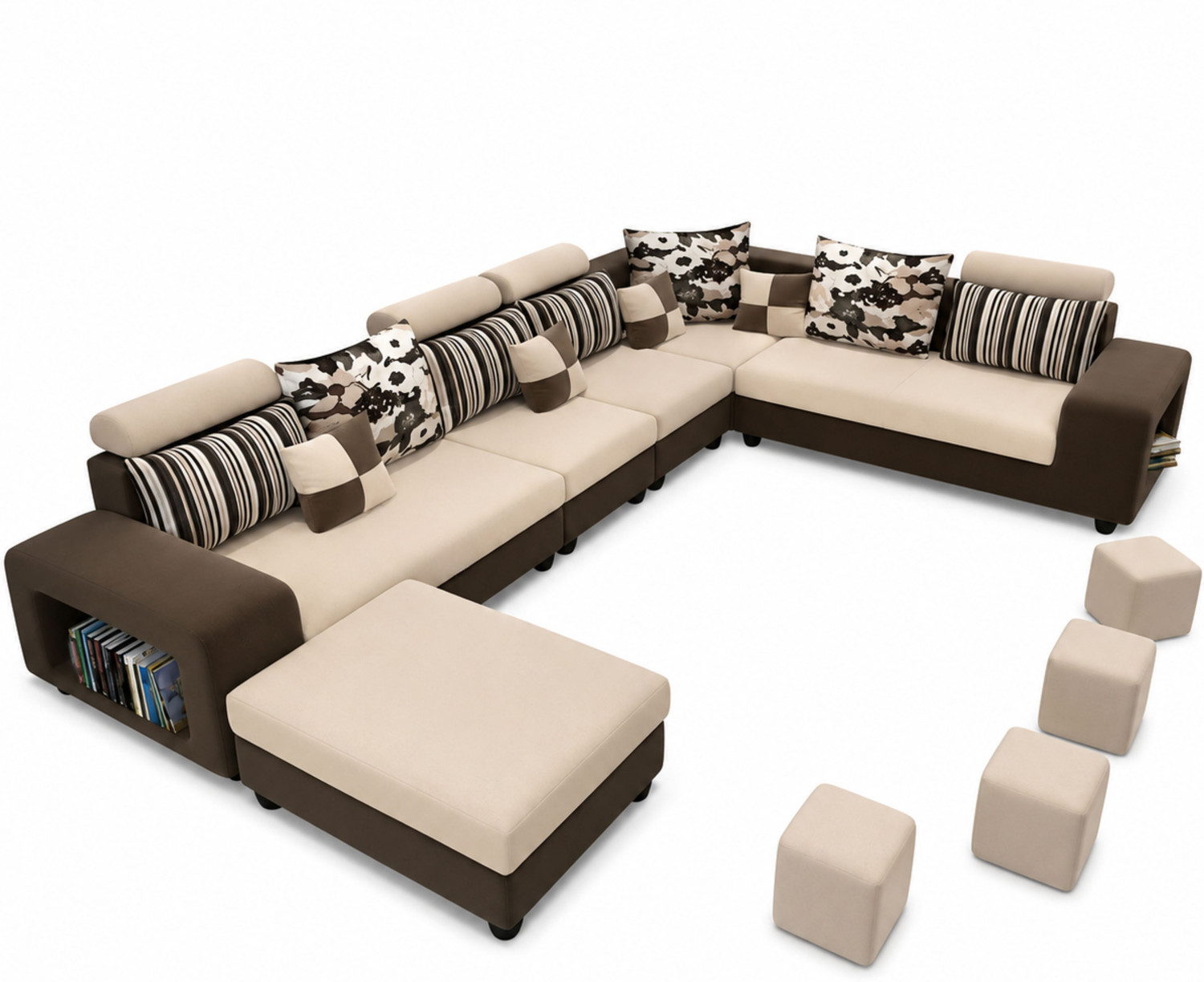 Image of WAKESURE Premium Quality Velvet Fabric 9 Seater Sofa