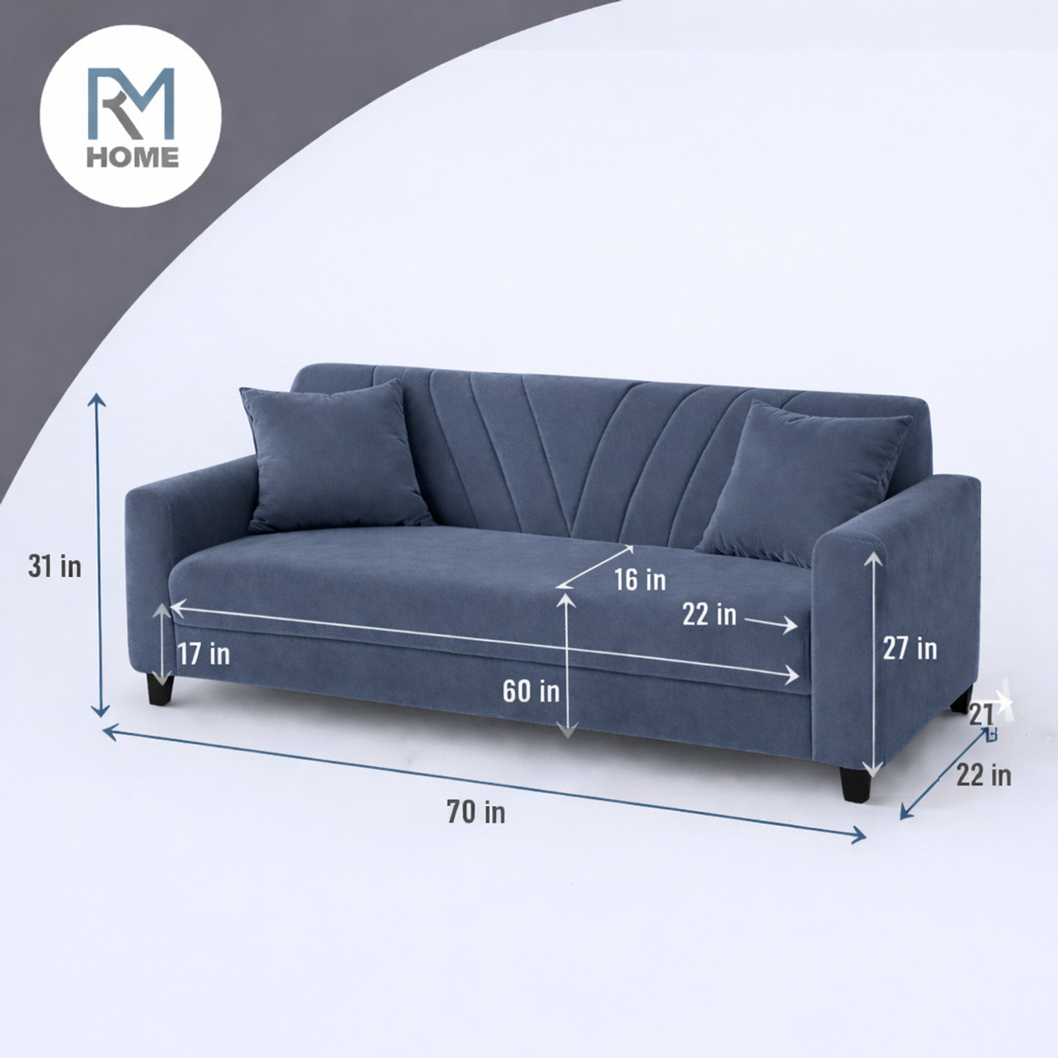 Image of RM HOME Junya Fabric 3 Seater Sofa