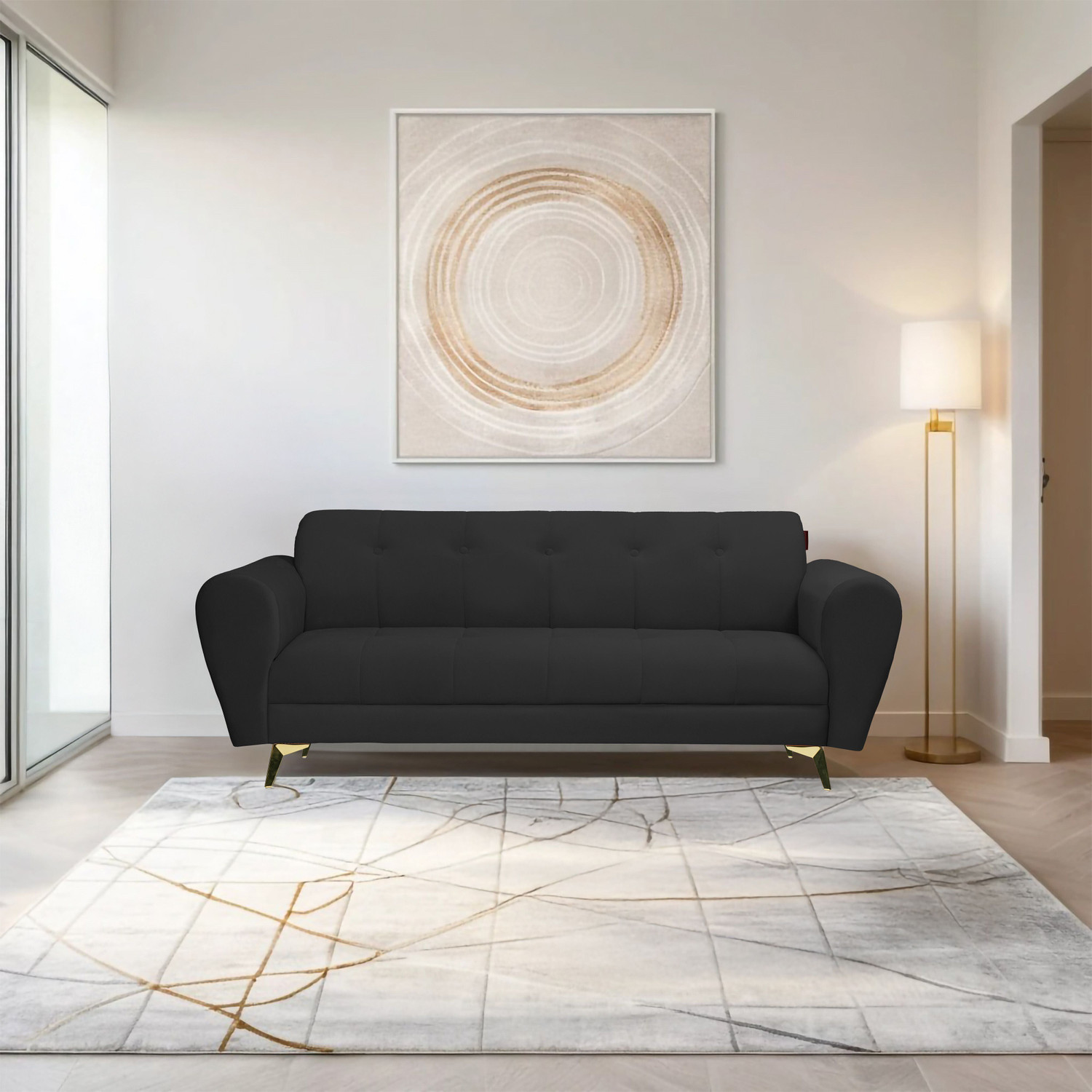 Image of Seventh Heaven Milan Icon 3 Seater Sofa, Extra Spacious, Plush Suede Fabric 3 Seater Sofa