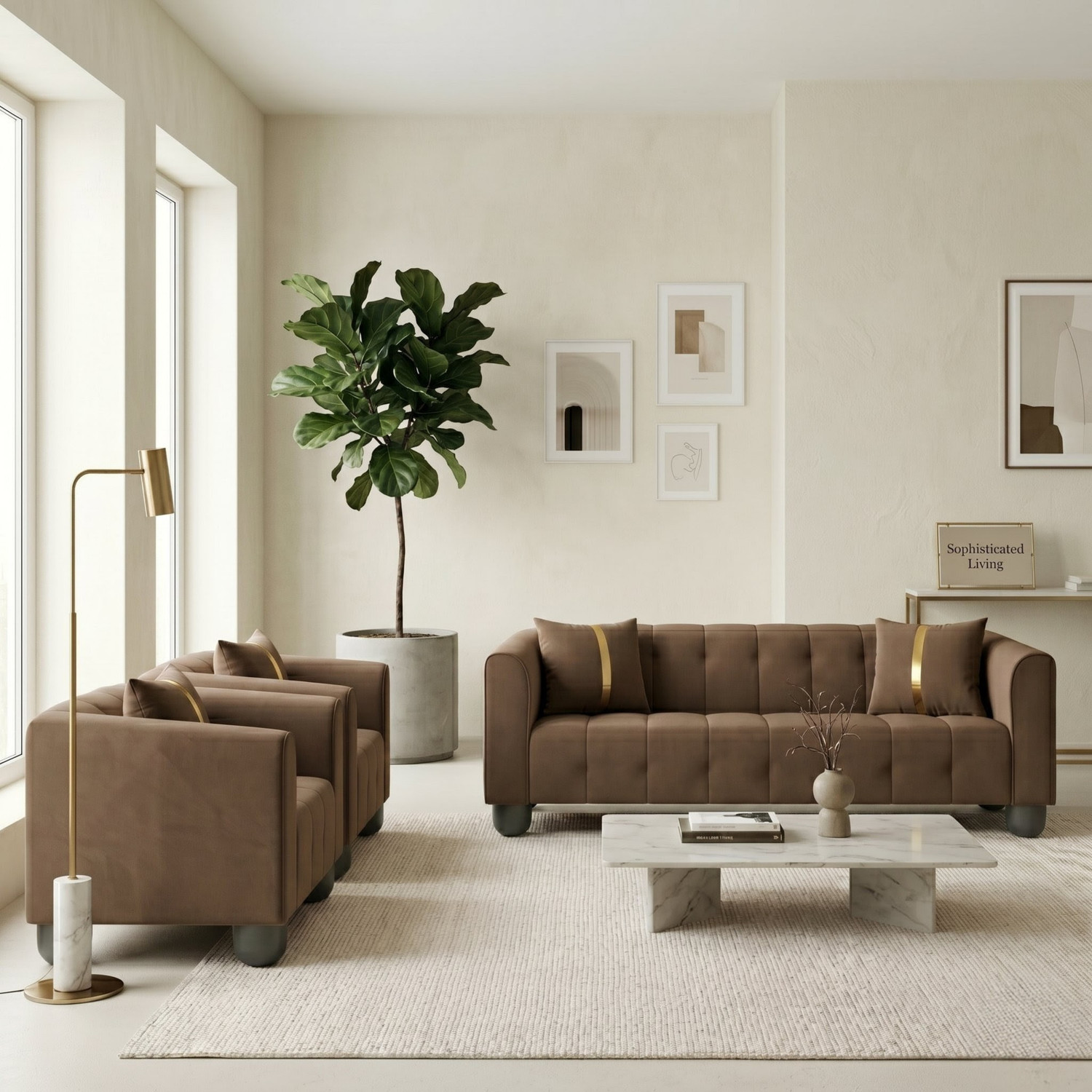 Image of Flipkart Perfect Homes 5 SEETAR 3+1+1 Fabric 5 Seater Sofa
