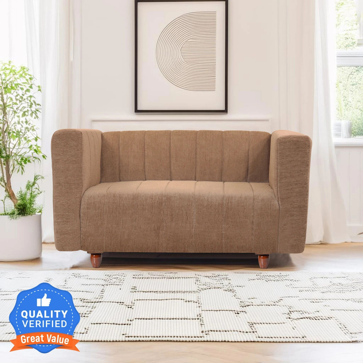 Image of Seventh Heaven Tokyo 2 Seater Sofa, Extra Spacious, Chenille Molfino Fabric: 1 Year Warranty Fabric 2 Seater Sofa