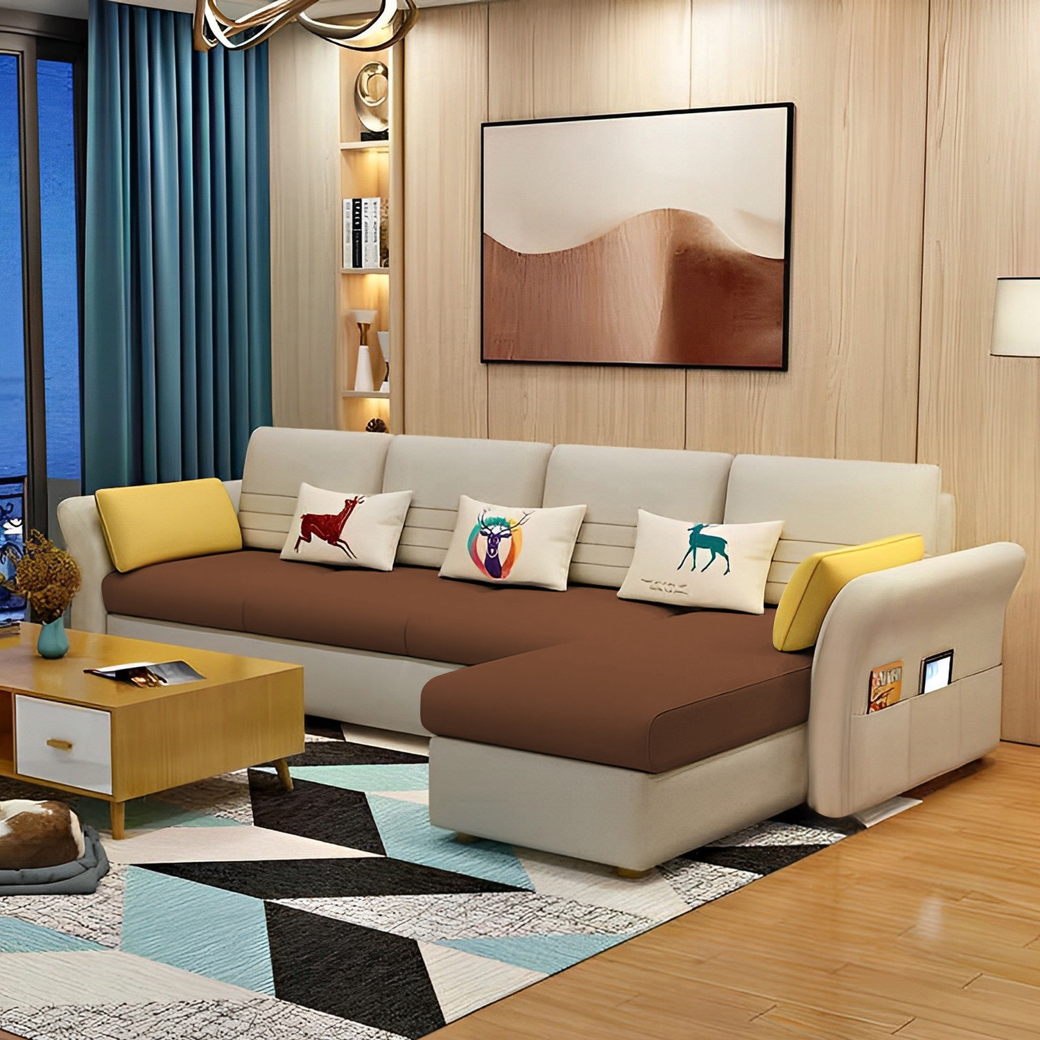 Image of Casaliving Asser Fabric 6 Seater Sofa
